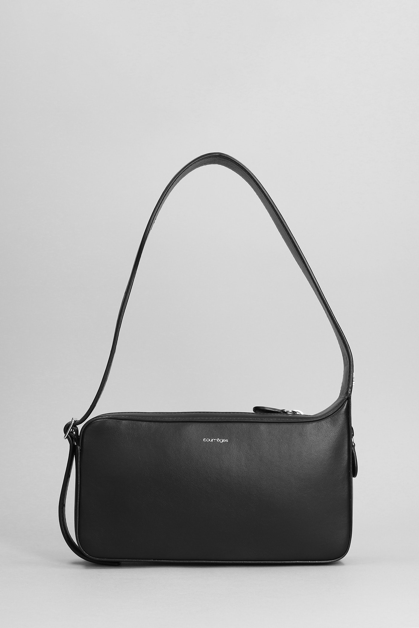 Racer Leather Shoulder Bag in Black - Courreges