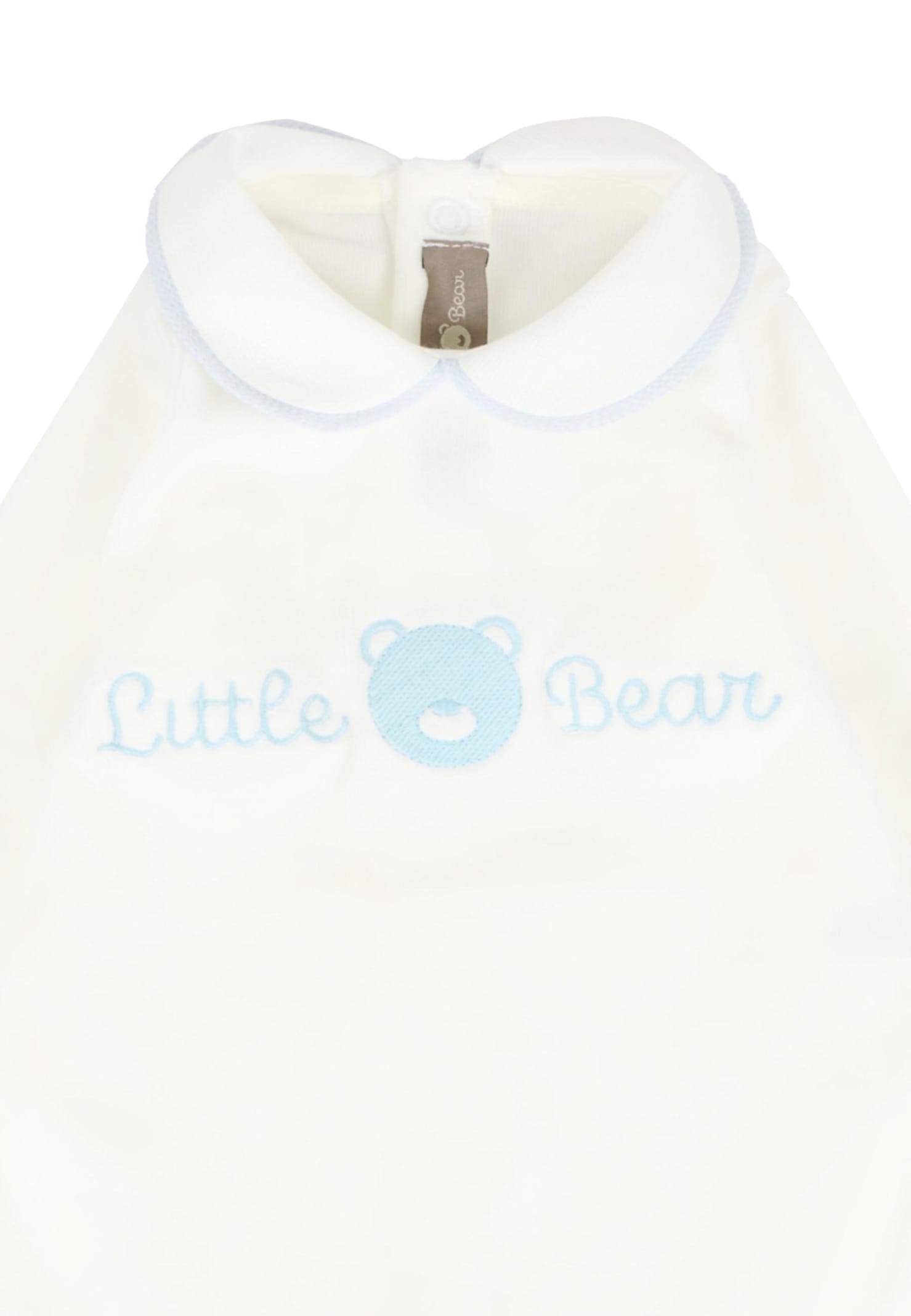 Little Bear Ivory Babygrow For Baby Boy With Bear In White