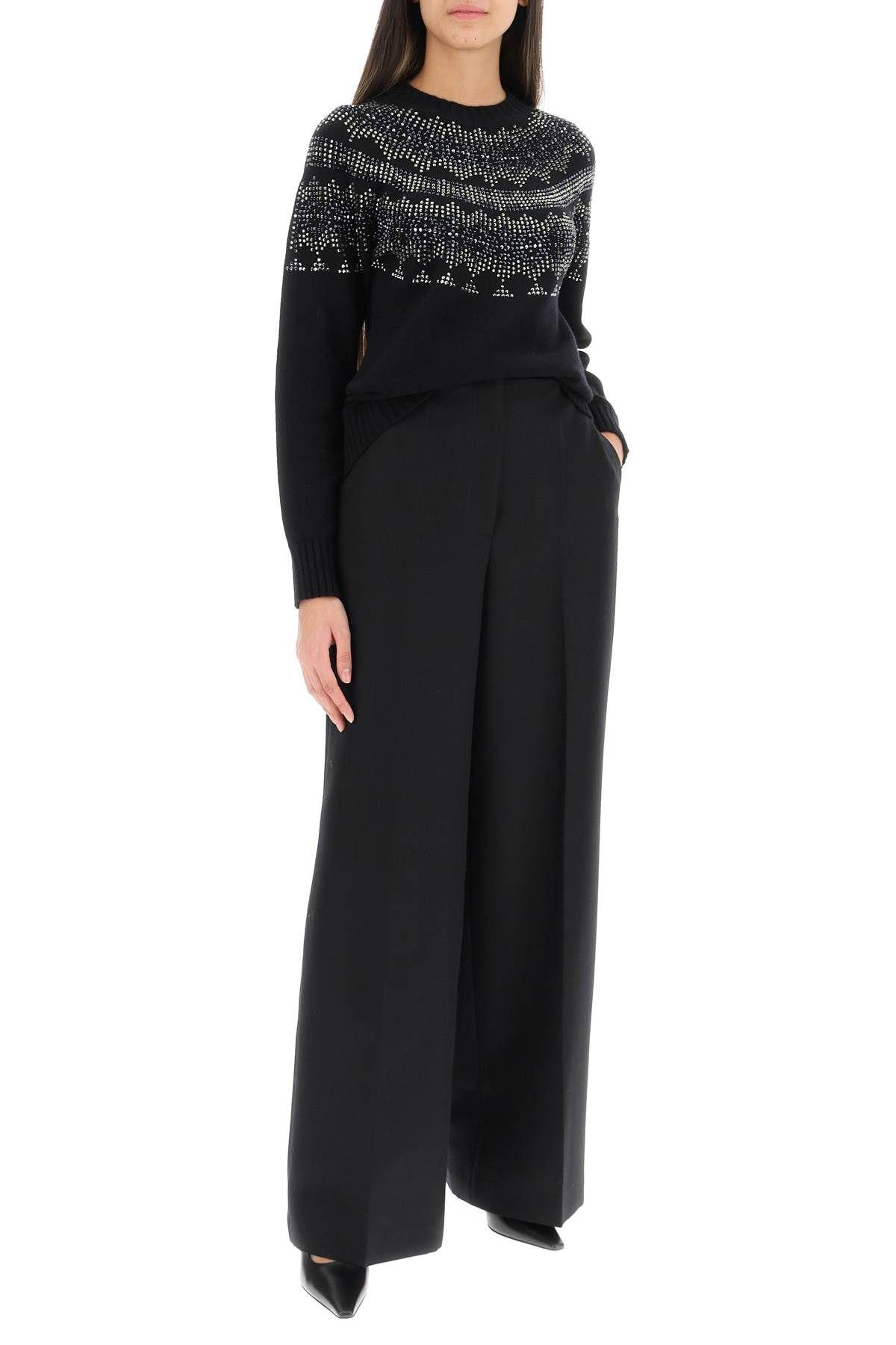 Shop Max Mara Osmio Wool And Cashmere Fair-isle Sweater With Crystals In Black