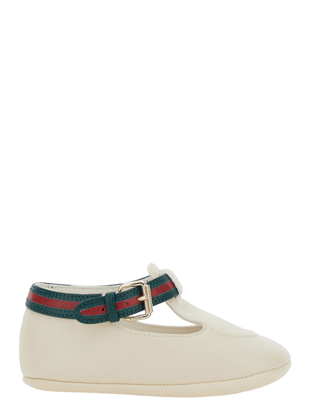 Gucci Kids' White Loafers With Web Detail In Leather Boy