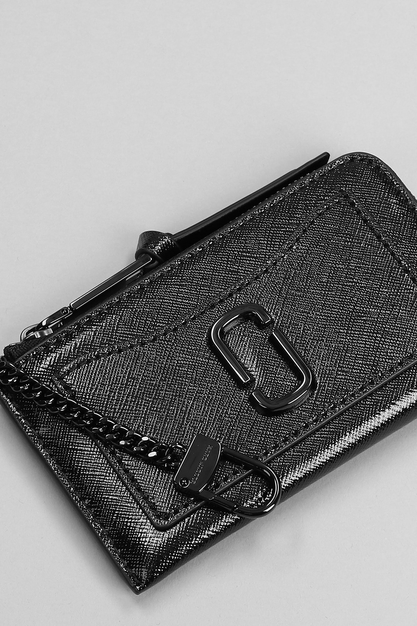 Marc Jacobs The Top Zip Multi Wallet In Black Leather In Nero