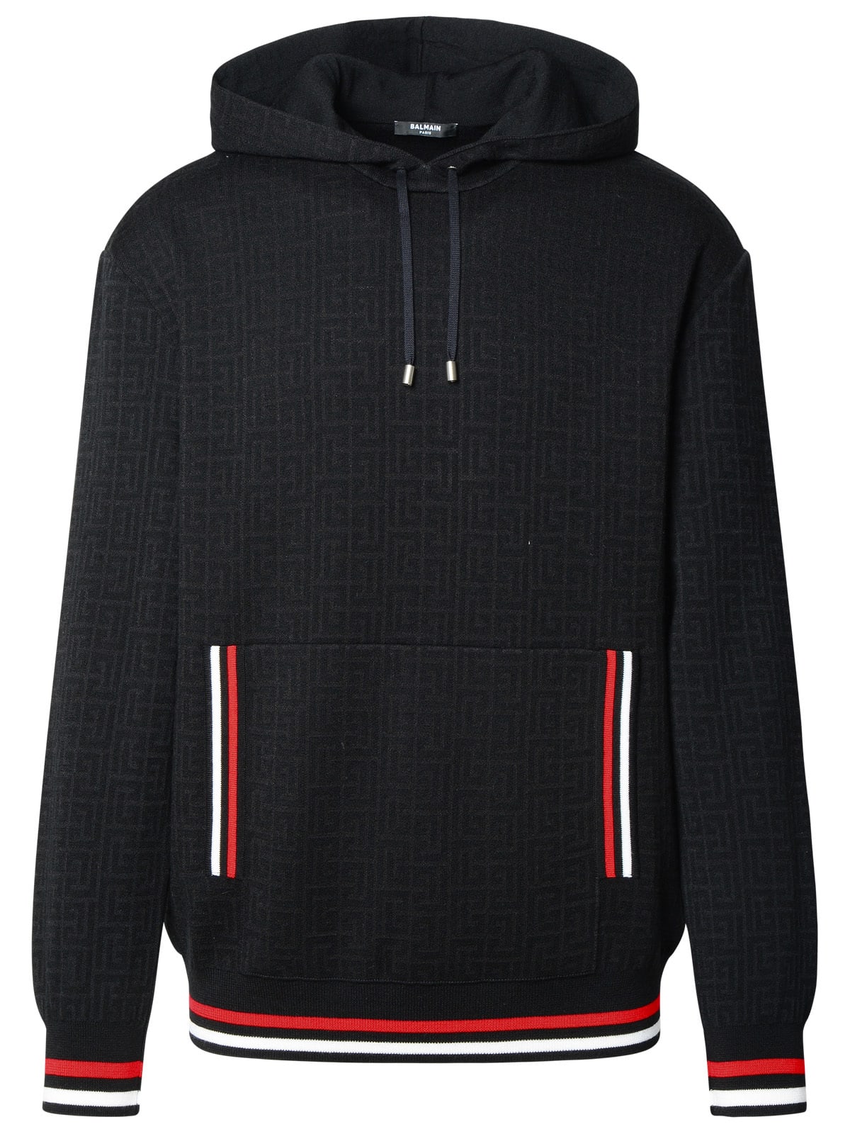 Shop Balmain Black Merino Wool Blend Sweater