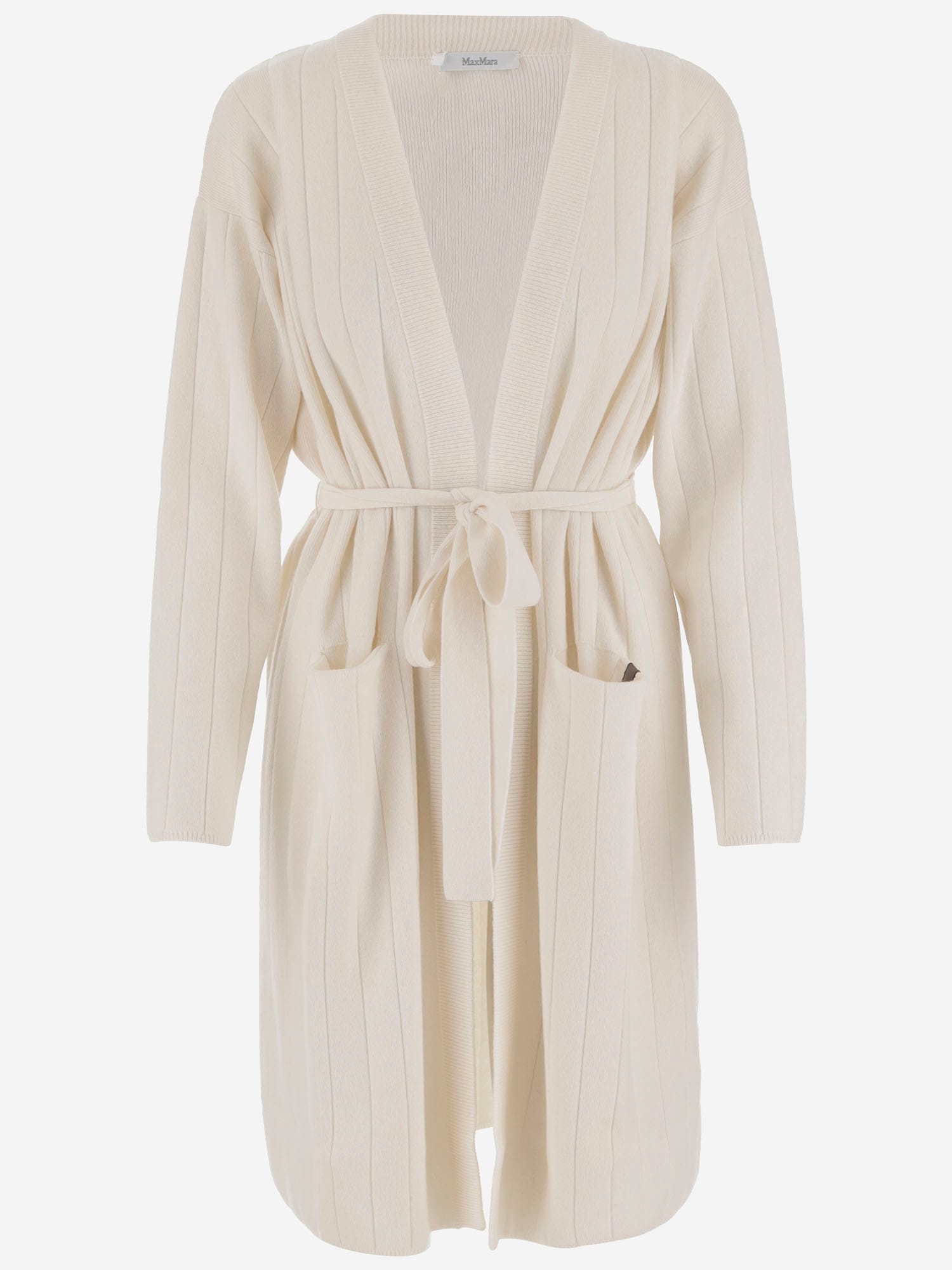 Max Mara Long Cashmere Cardigan In White