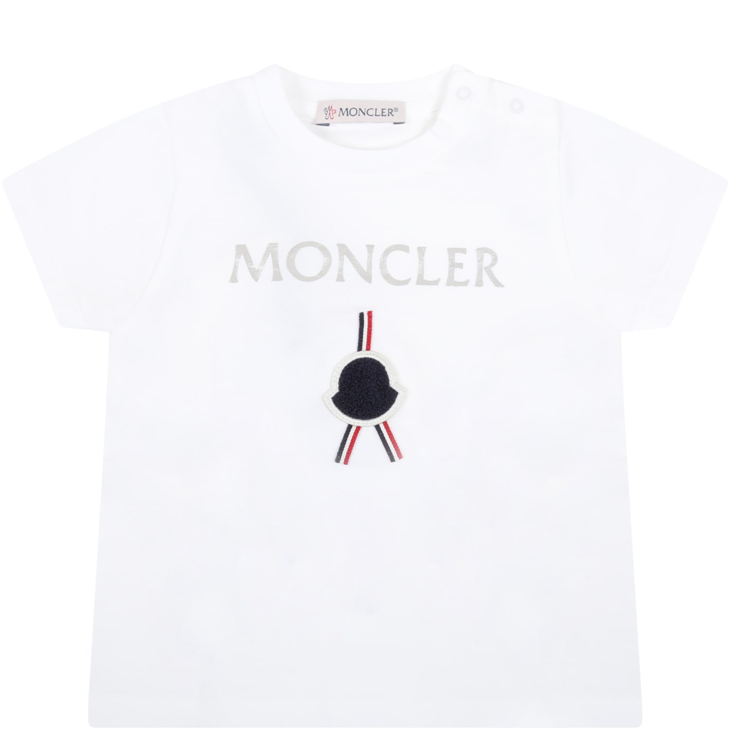 Moncler White T-shirt For Babygirl With Logo