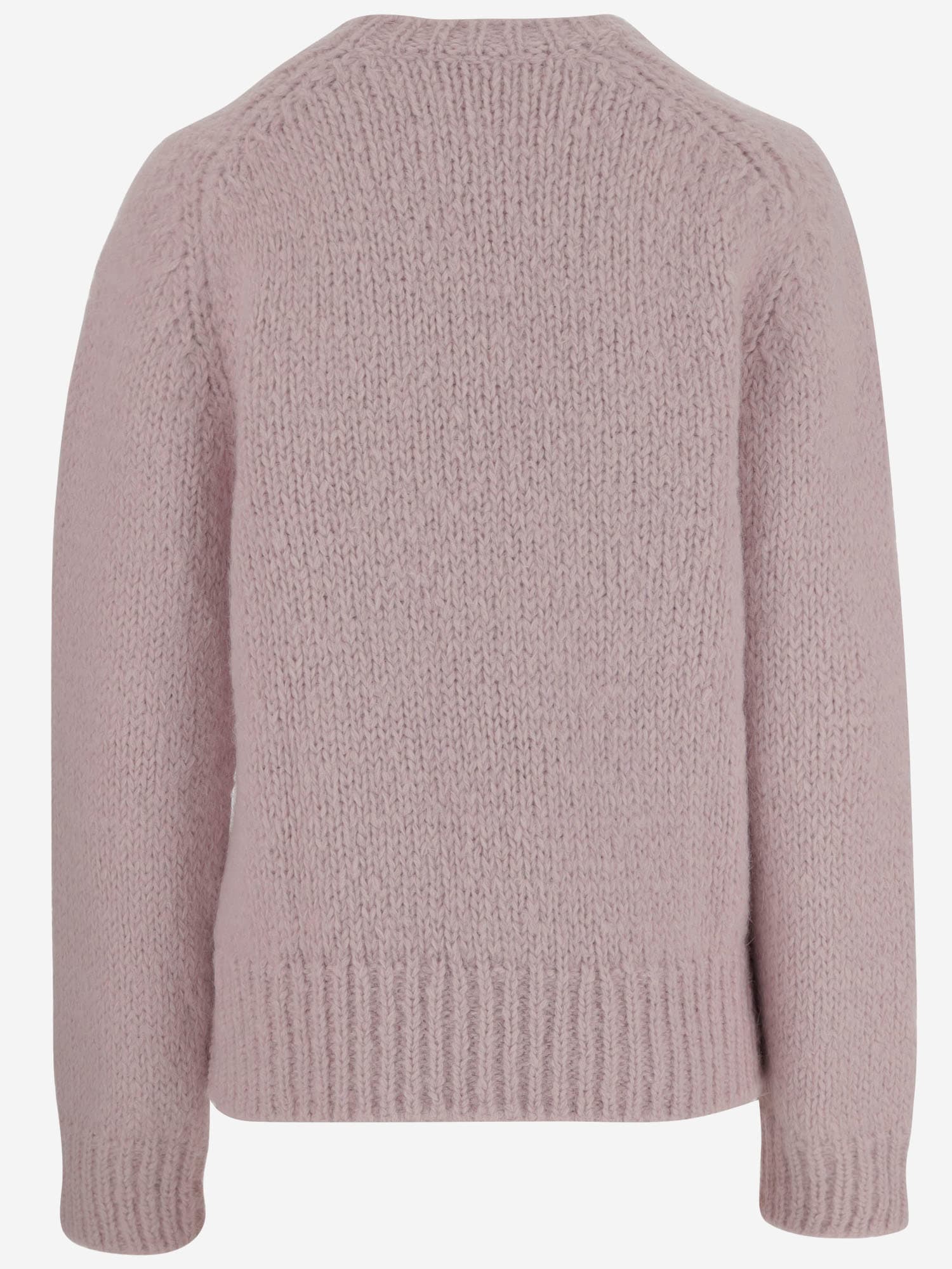 Jil Sander Wool Blend Crew Neck Sweater With Ribbed Details In Pink