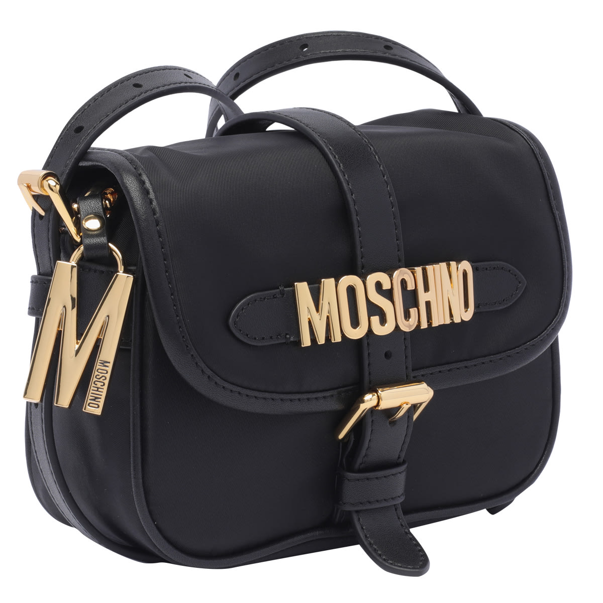 Shop Moschino Lettering Logo Crossbody Bag In Black