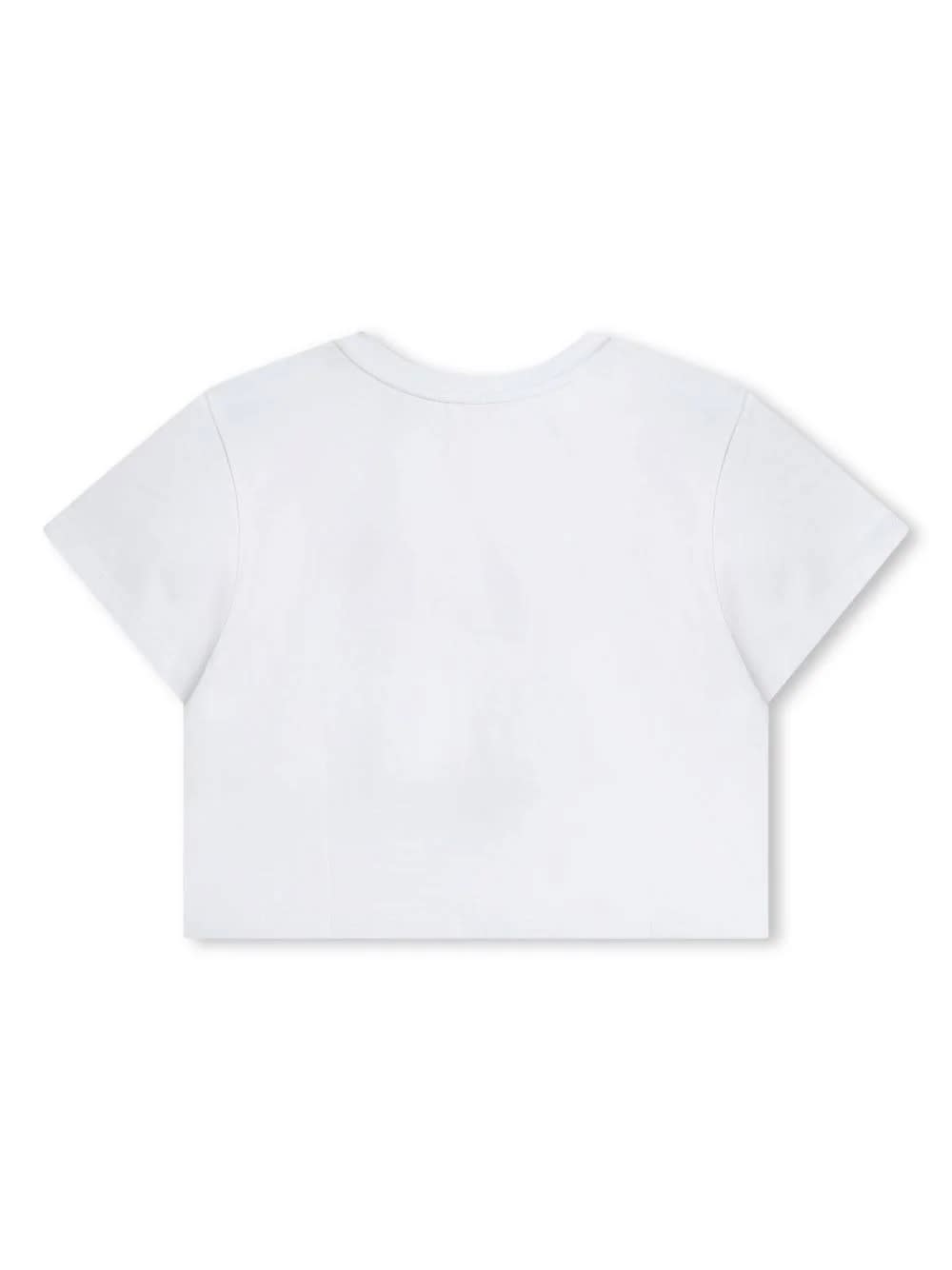 Shop Givenchy White Crop T-shirt With Logo And Applications