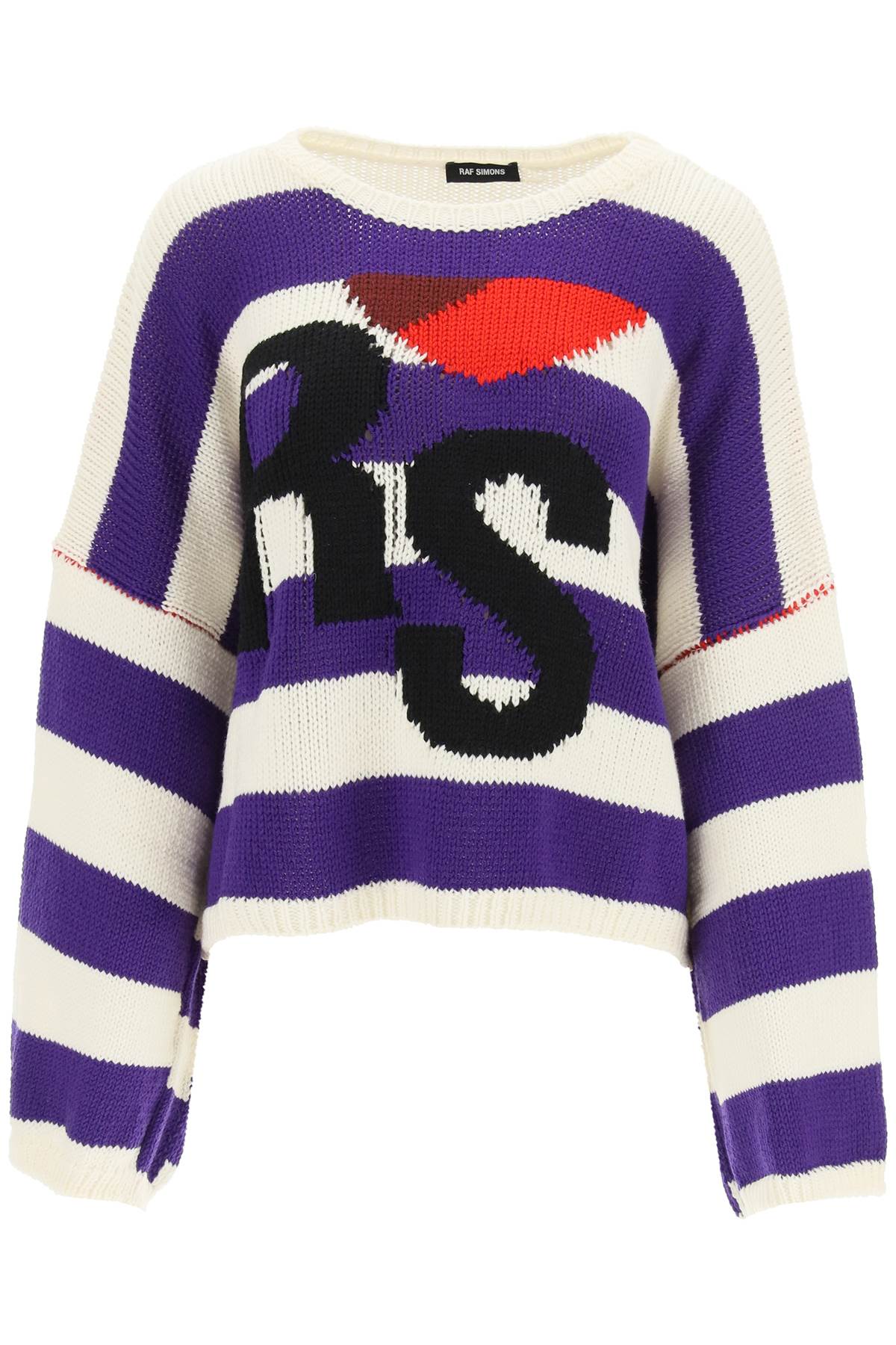 Raf Simons Oversized Striped Sweater With Rs Embroidery