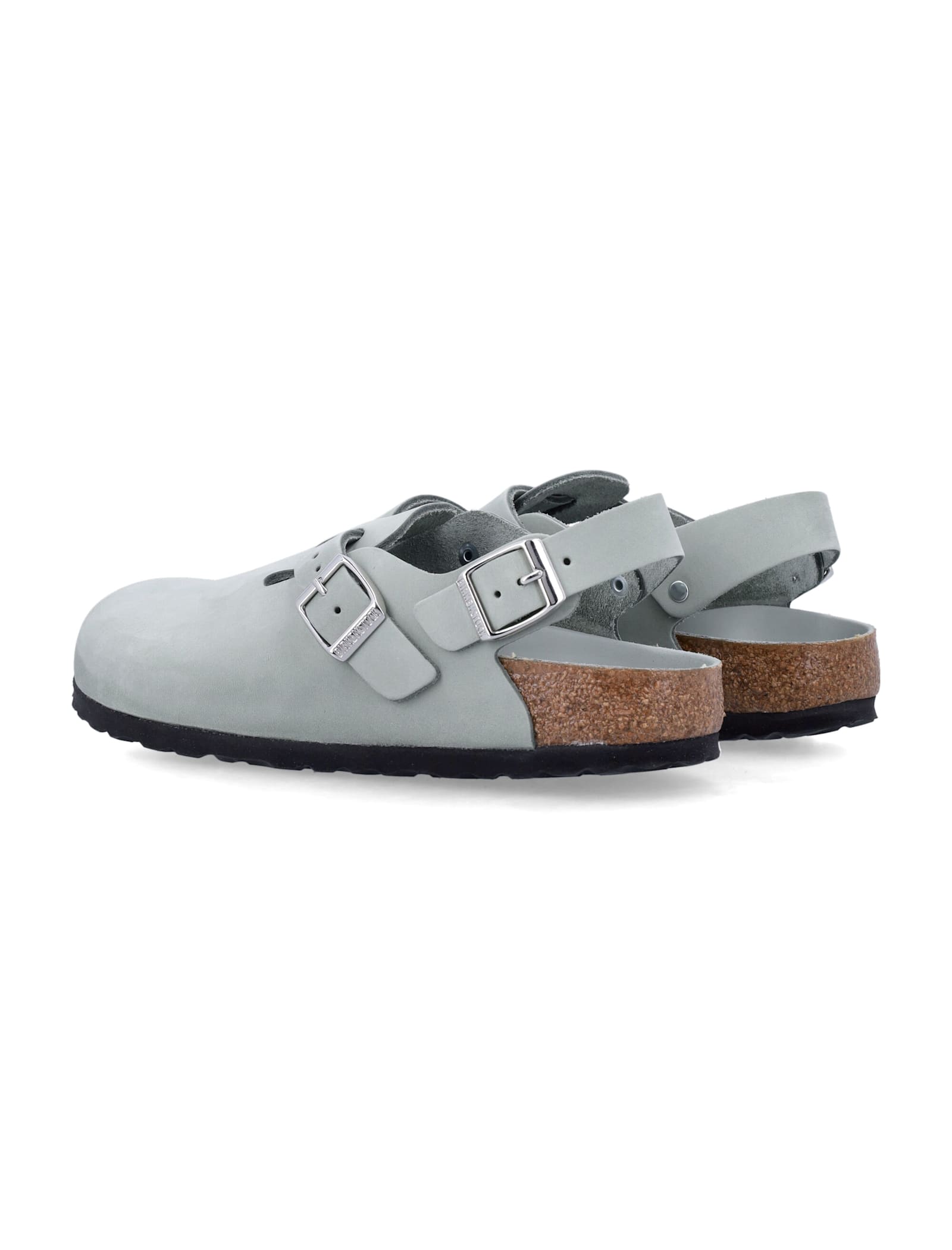 Birkenstock 'tokio' Light Blue Mules With Buckles On The Front And Back In Pure Sage