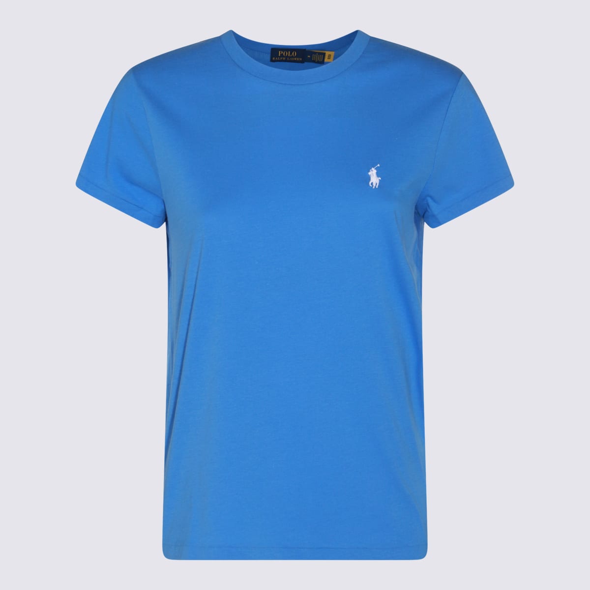 Polo Ralph Lauren Cobalt Blue And White Cotton T-shirt In Colby Blue