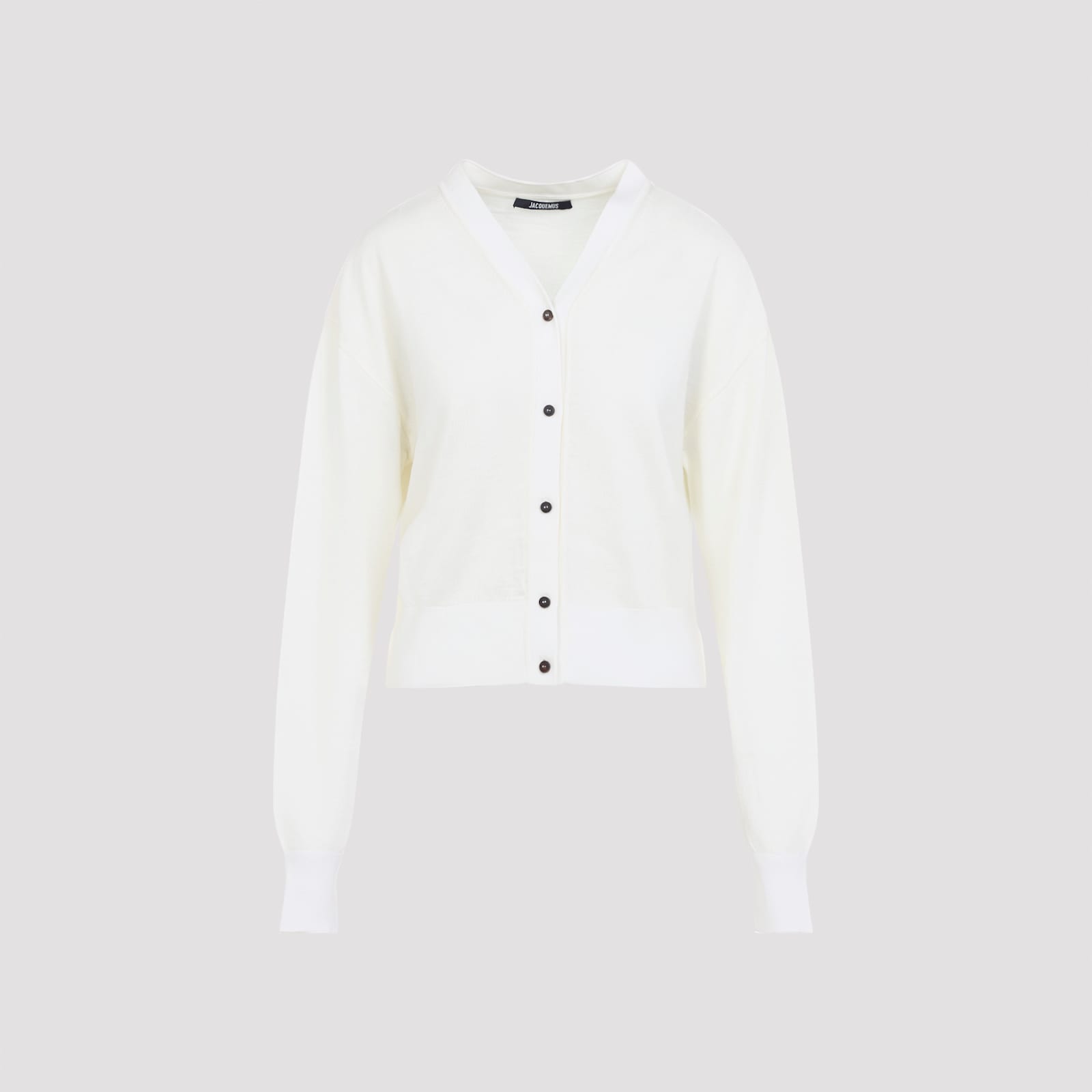 Jacquemus Knit Cardigan With Ribbed Cuffs And V-neckline In White