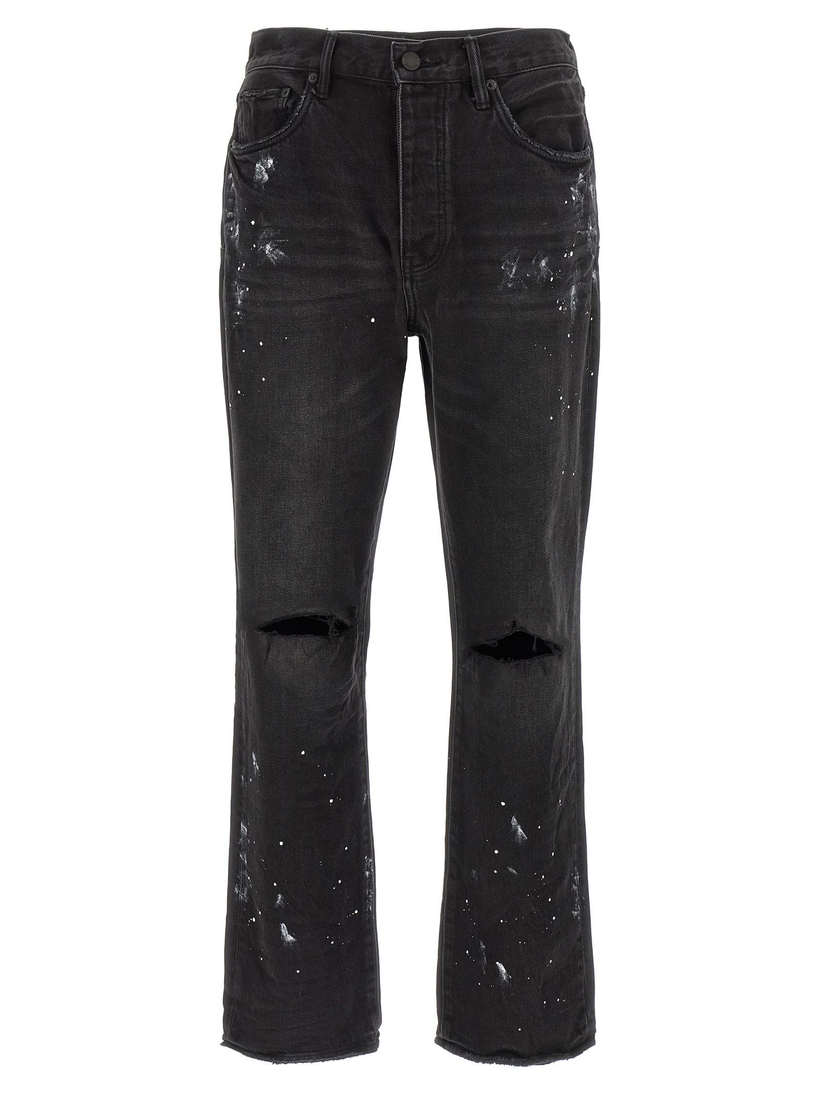 Purple Brand P011 Knee Slit Paint Jeans In Black