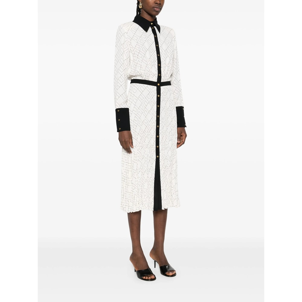 Elisabetta Franchi Geometric-print Button-front Maxi Dress In White