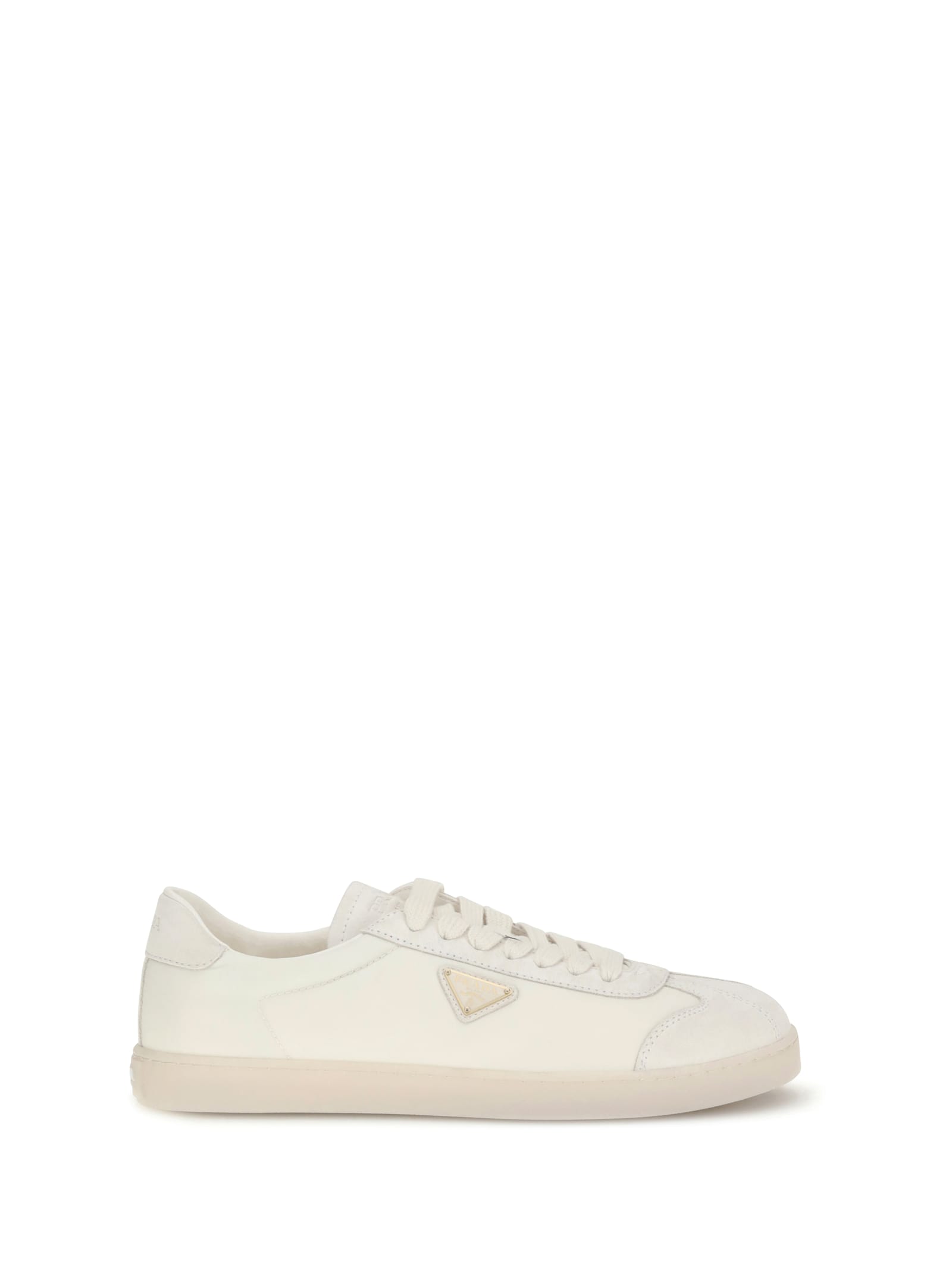 Prada Re-nylon And Suede Low-top Sneakers In White