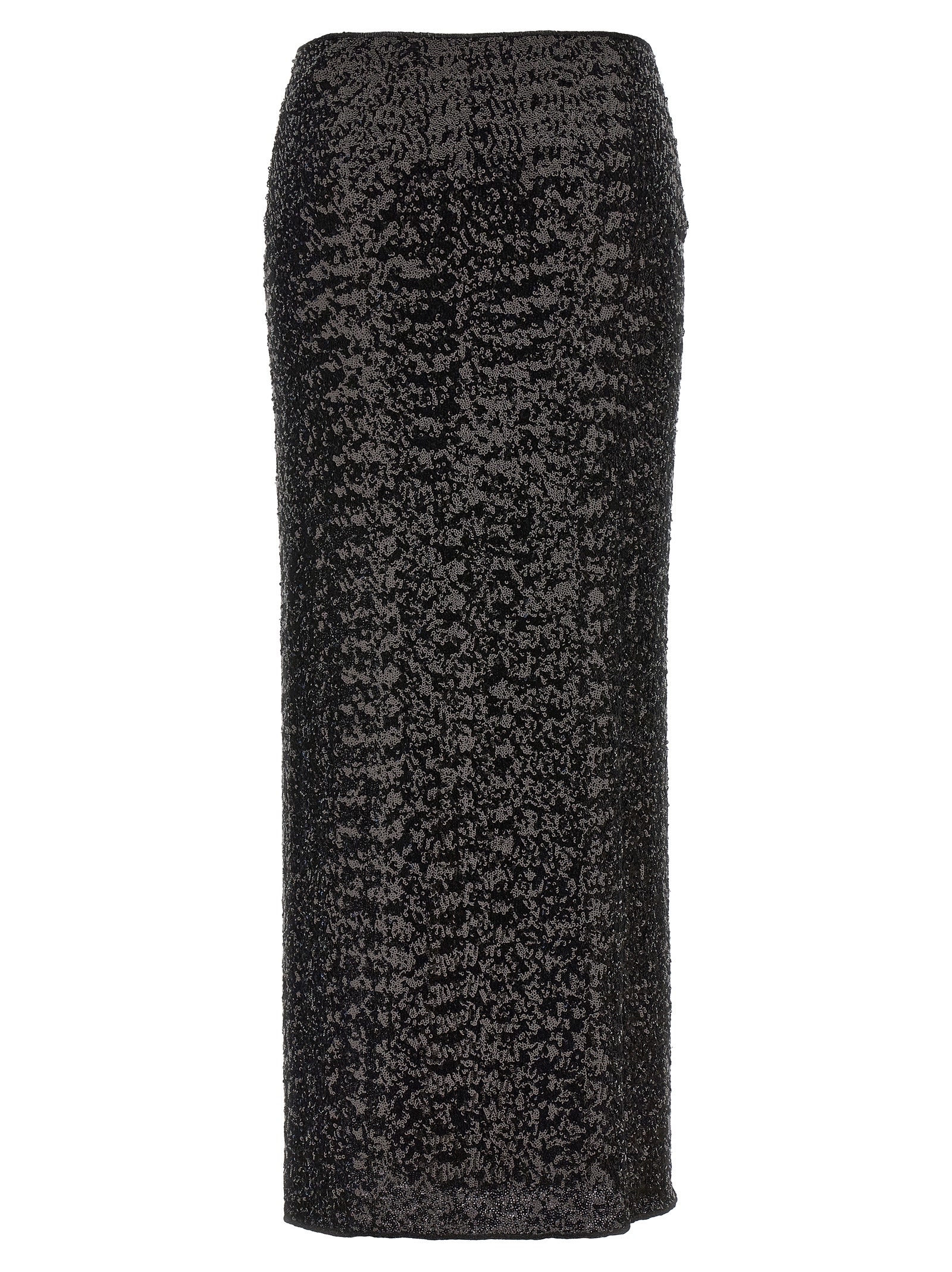 Shop Oseree Paillettes Long Skirt In Black