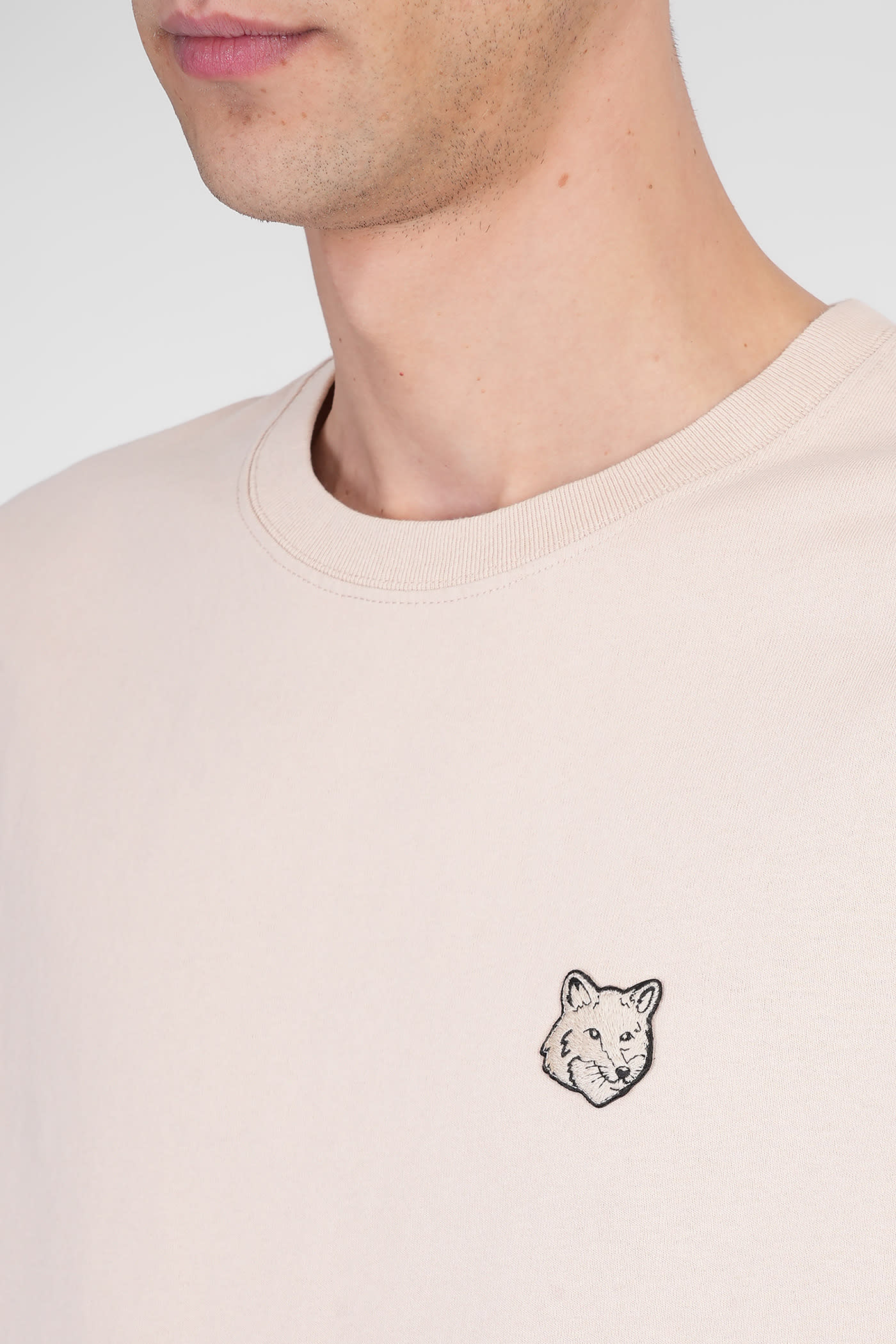 Shop Maison Kitsuné T-shirt In Beige Cotton