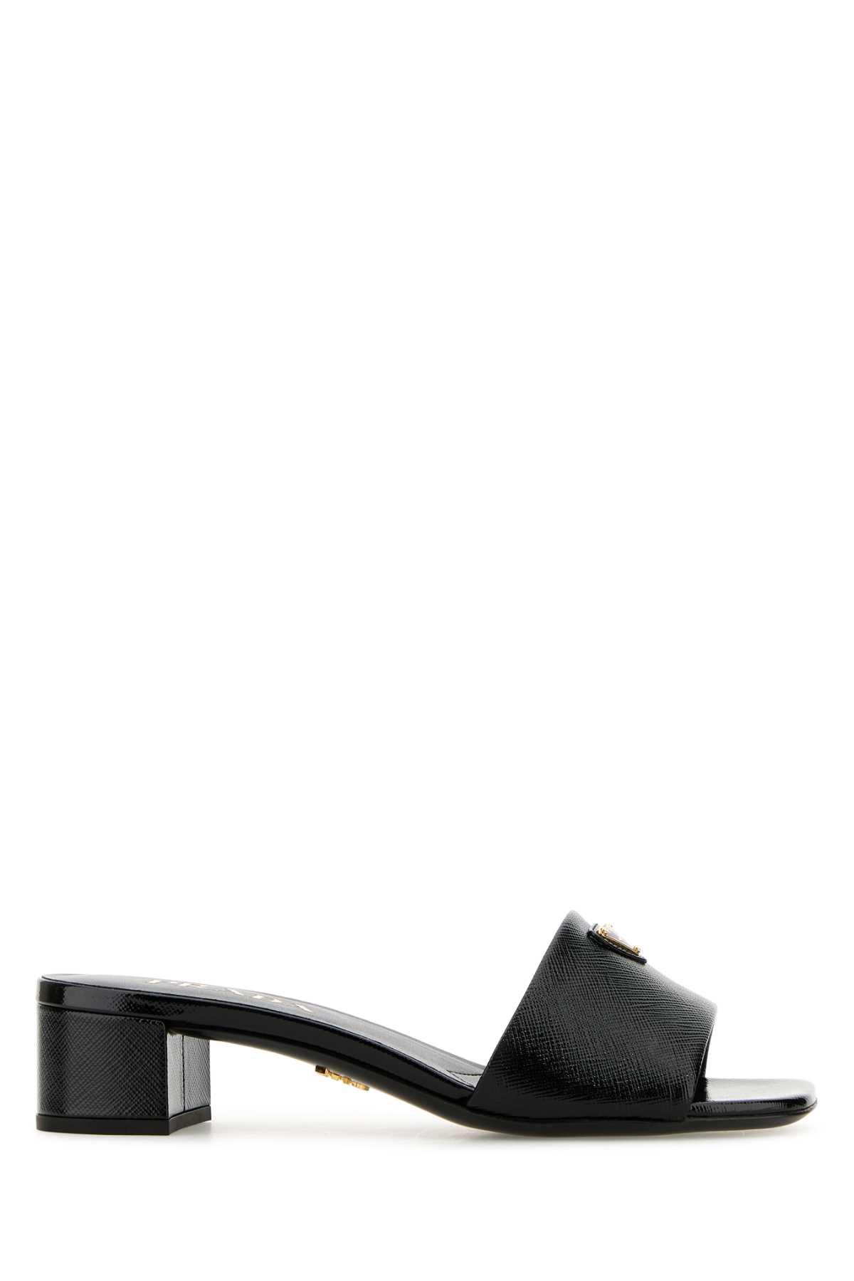 Shop Prada Black Leather Mules In Nero