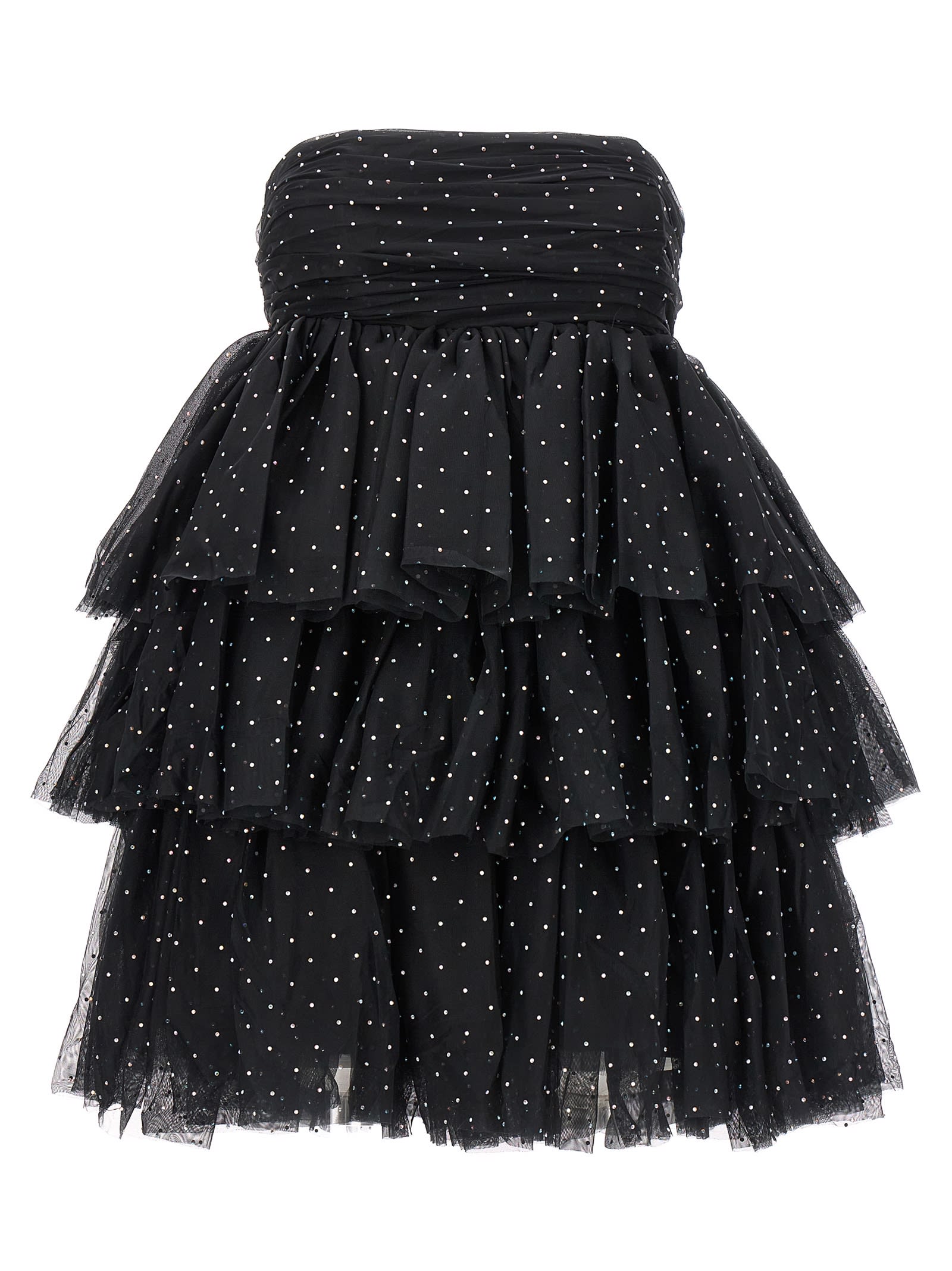 Shop Rotate Birger Christensen Mesh Mini Ruffle Dress In Black