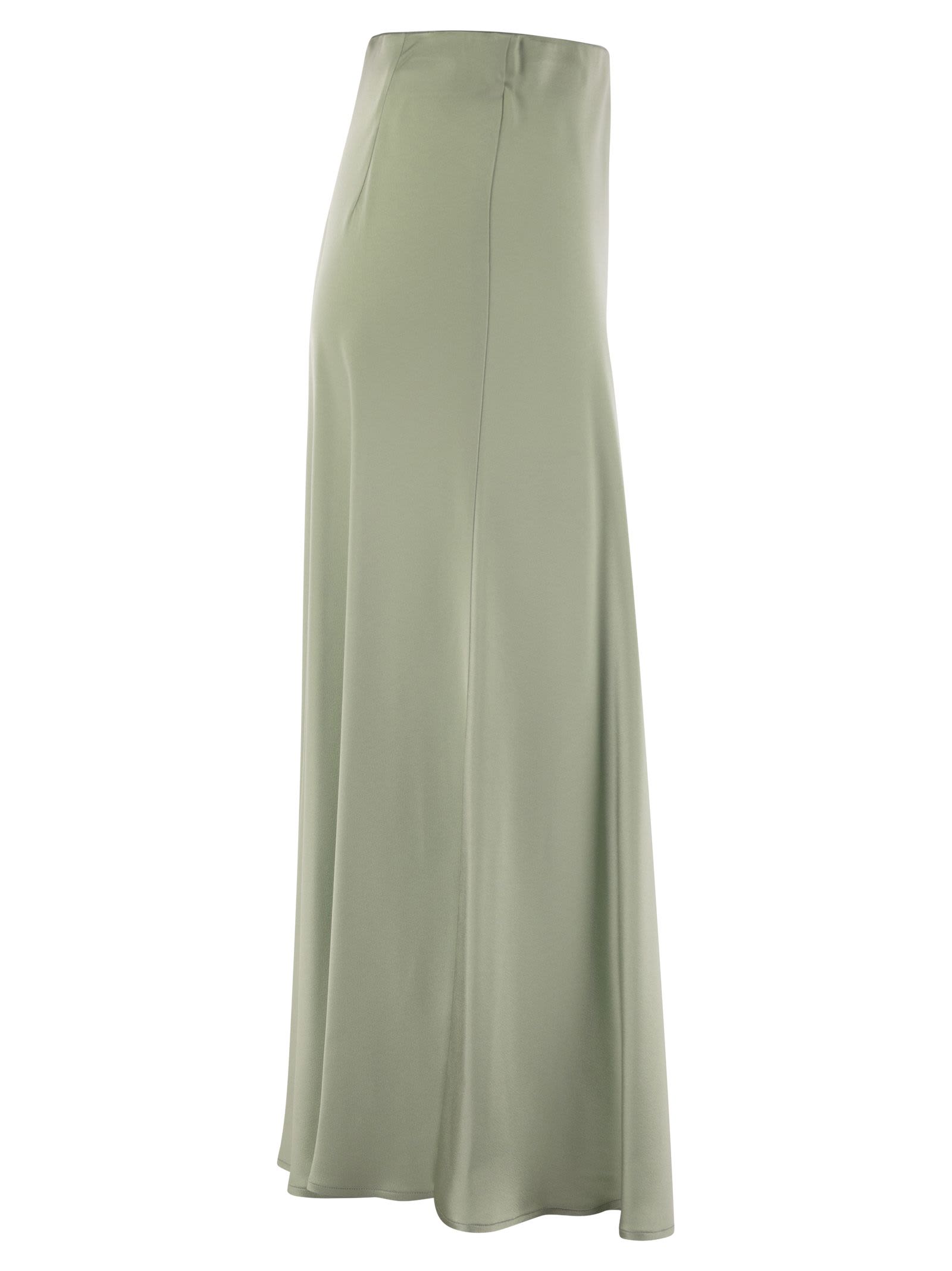 Shop Herno Satin Effect Long Skirt In Green