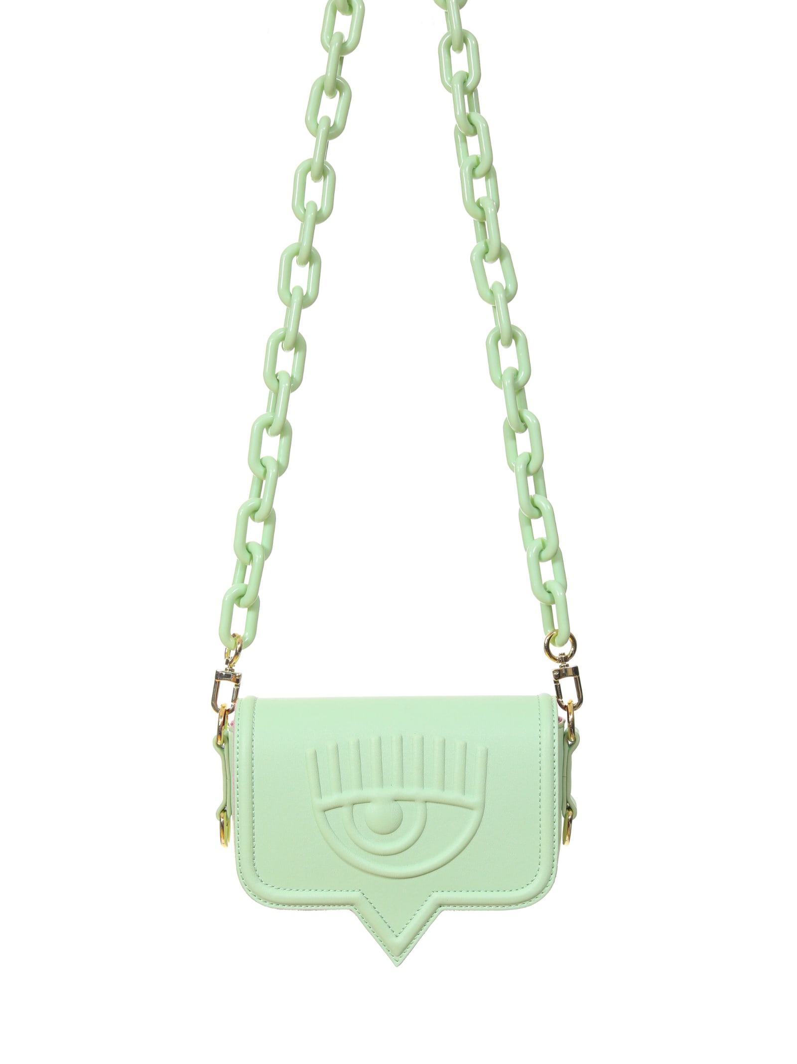 Chiara Ferragni Green Shoulder Bag In Black