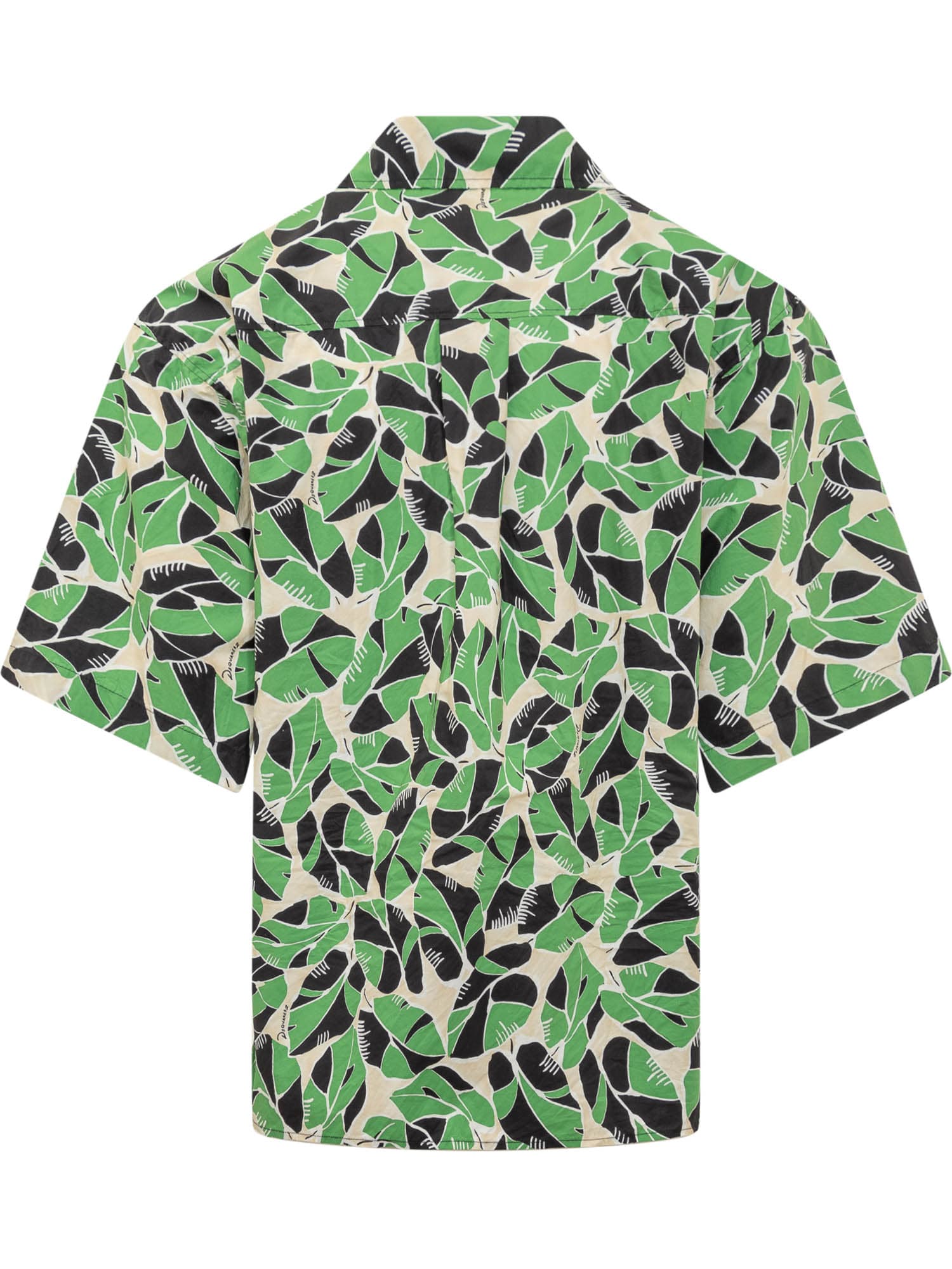 Dsquared2 Botanical-print Short-sleeved Shirt In Beige/green