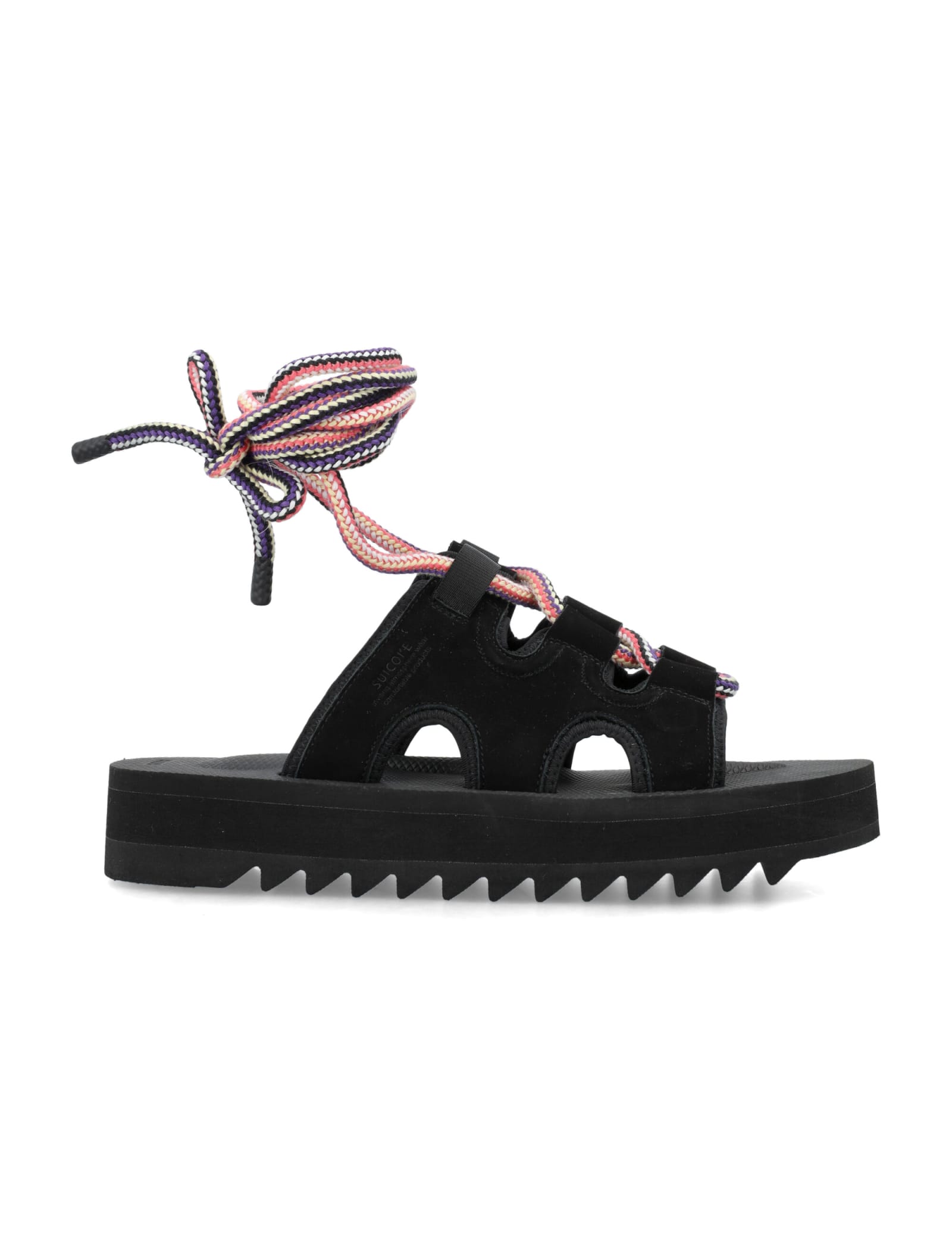 Suicoke Lace-up Suede Ray-ab Sandals In Black