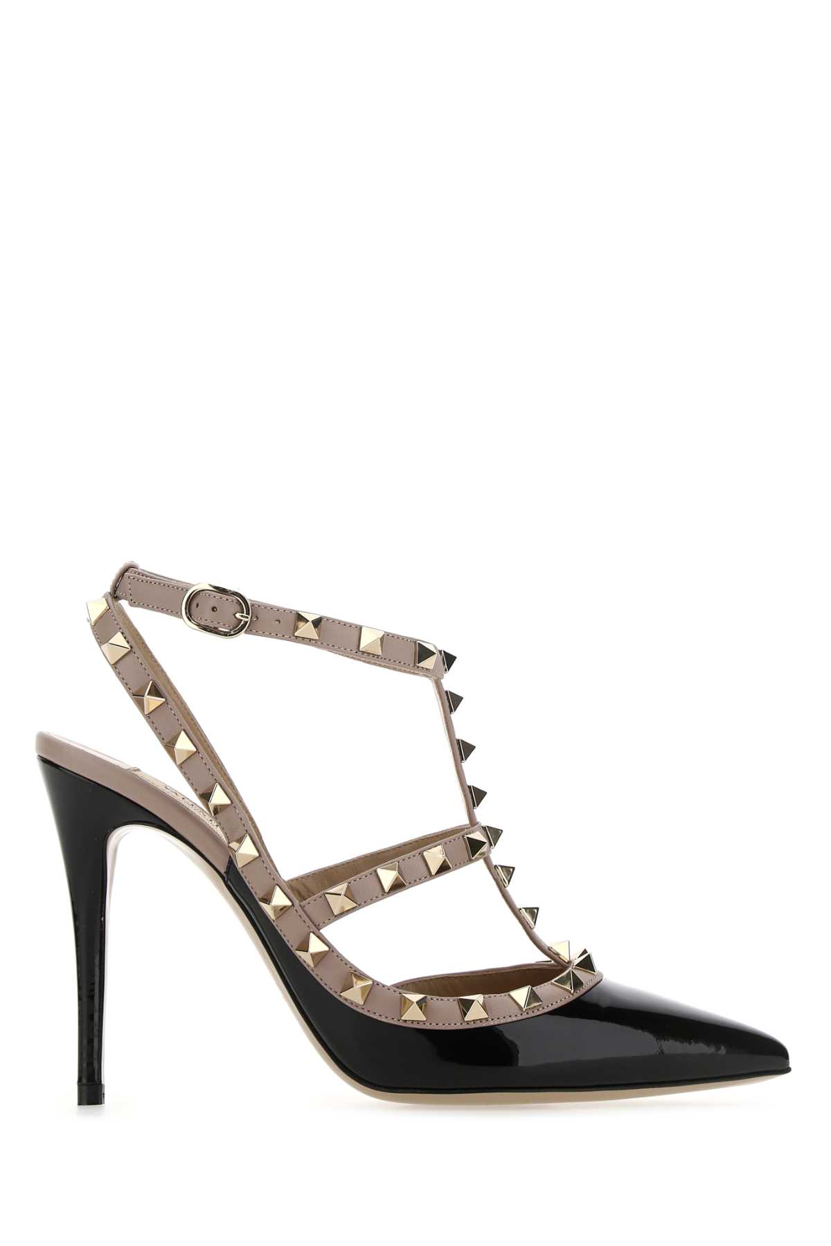 Shop Valentino Two-tone Leather Rockstud Pumps In Neropoudre