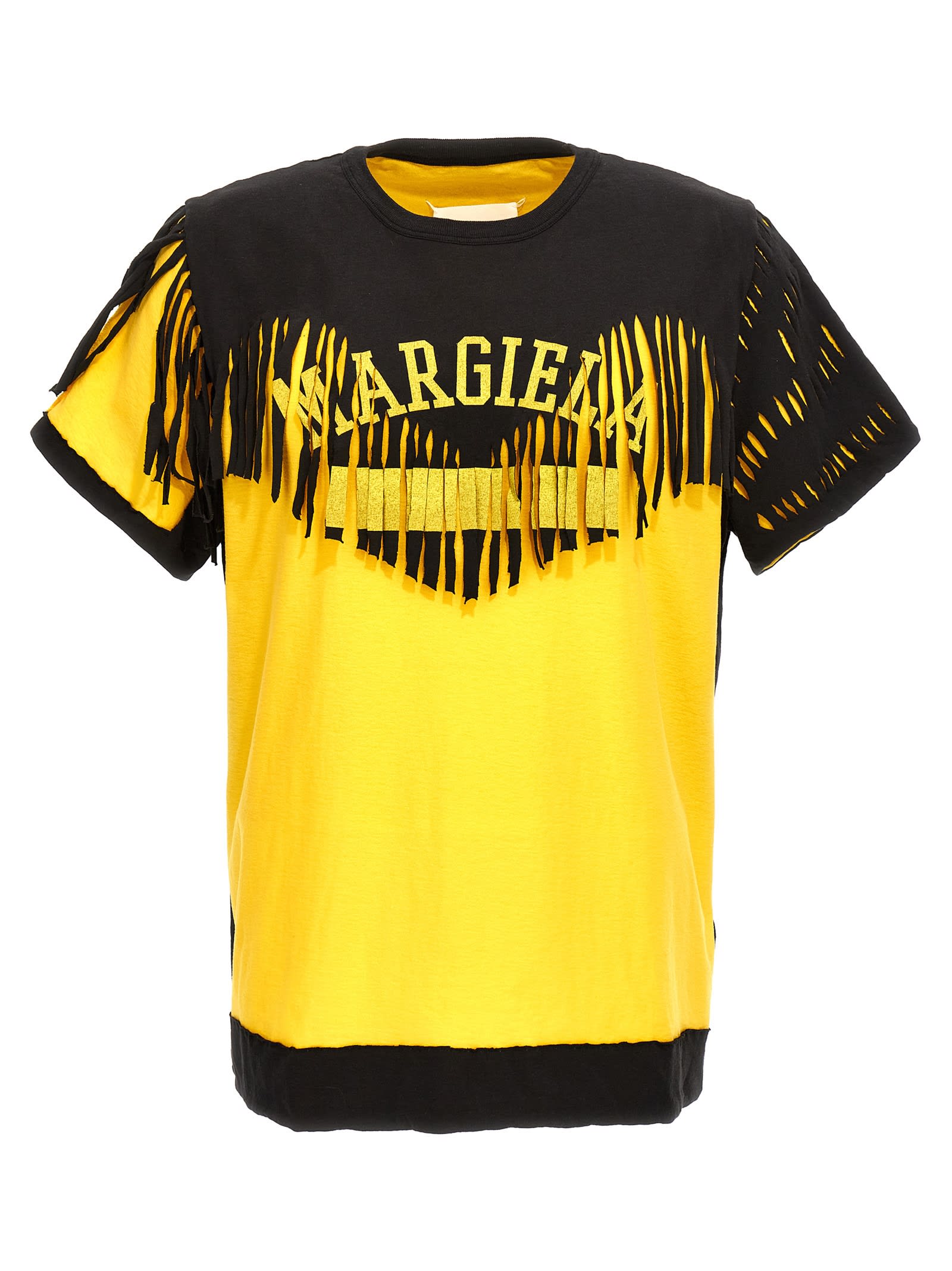 Shop Maison Margiela Double Layer T-shirt In Yellow