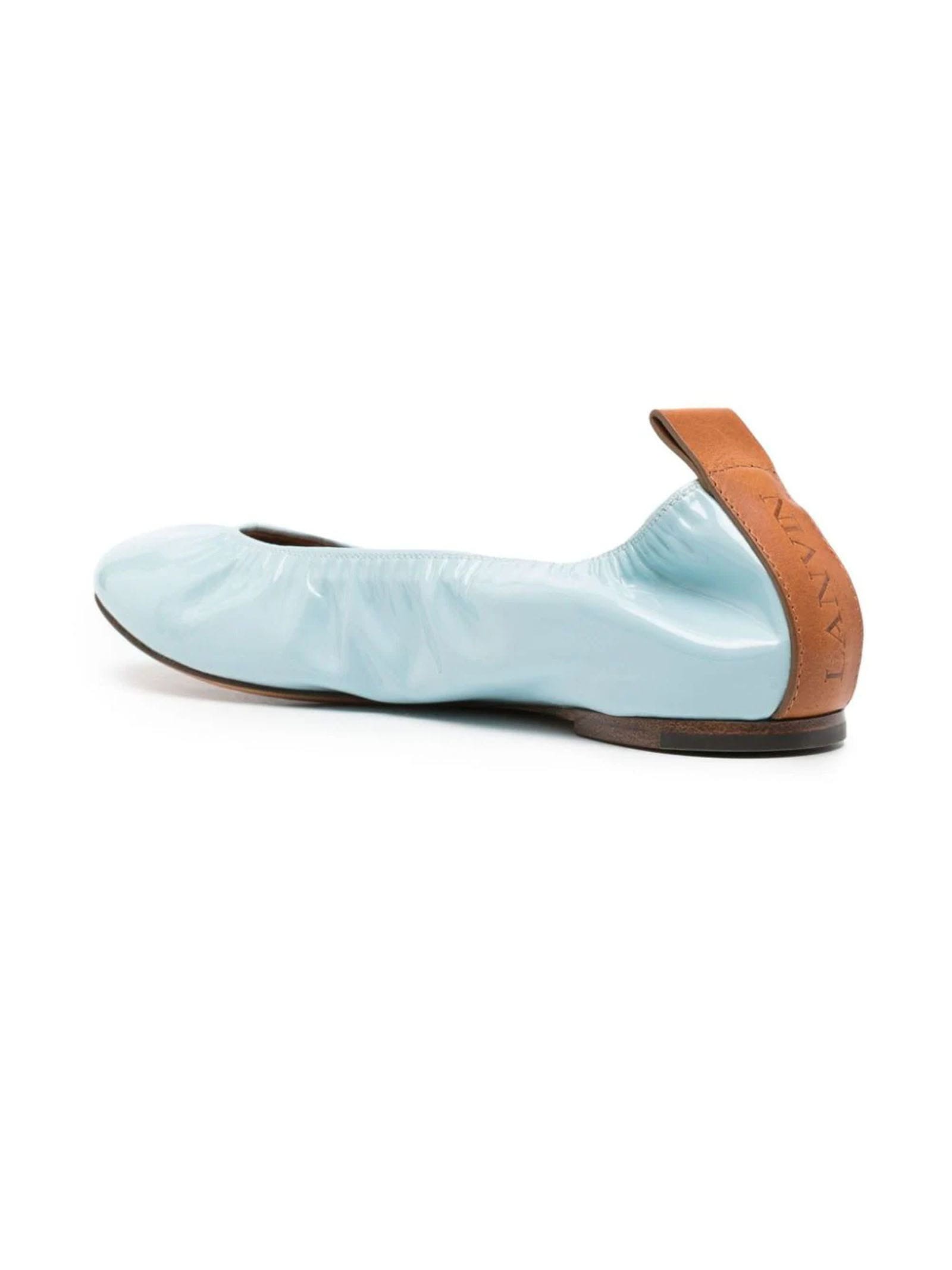 Shop Lanvin Sky Blue Patent Leather Ballerina Shoes