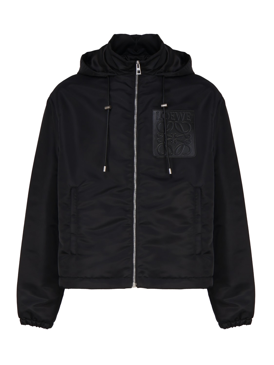 Shop Loewe Hooded Padded Jacket In Wool In Black