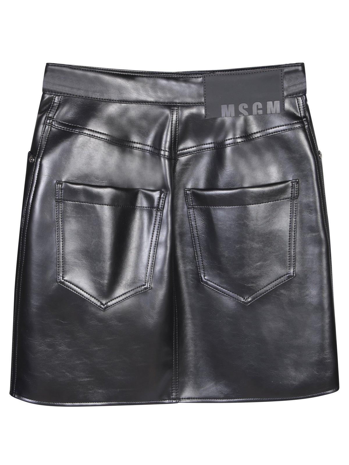 Shop Msgm High Waist Slim Cut Mini Skirt In Black