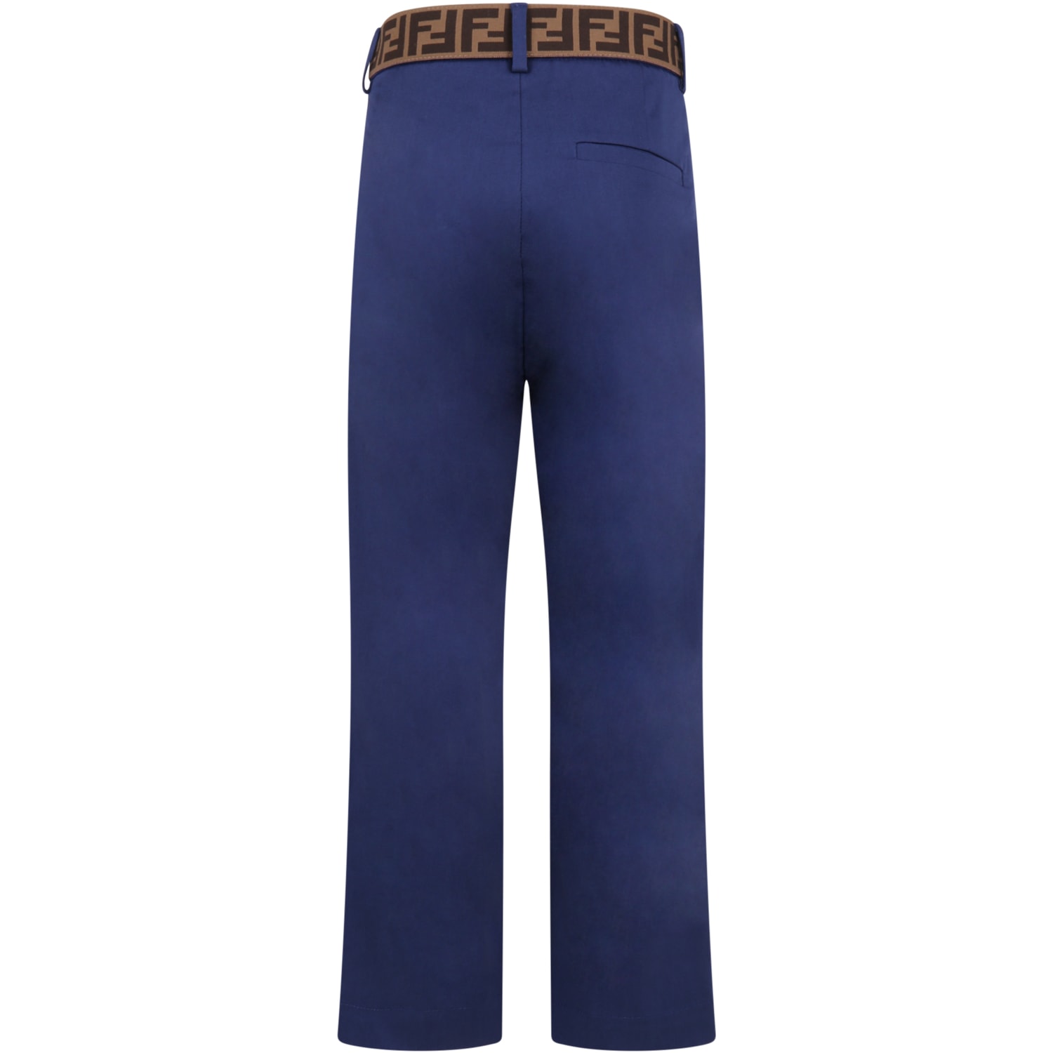 Shop Fendi Blue Trousers For Boy With Iconic Ff