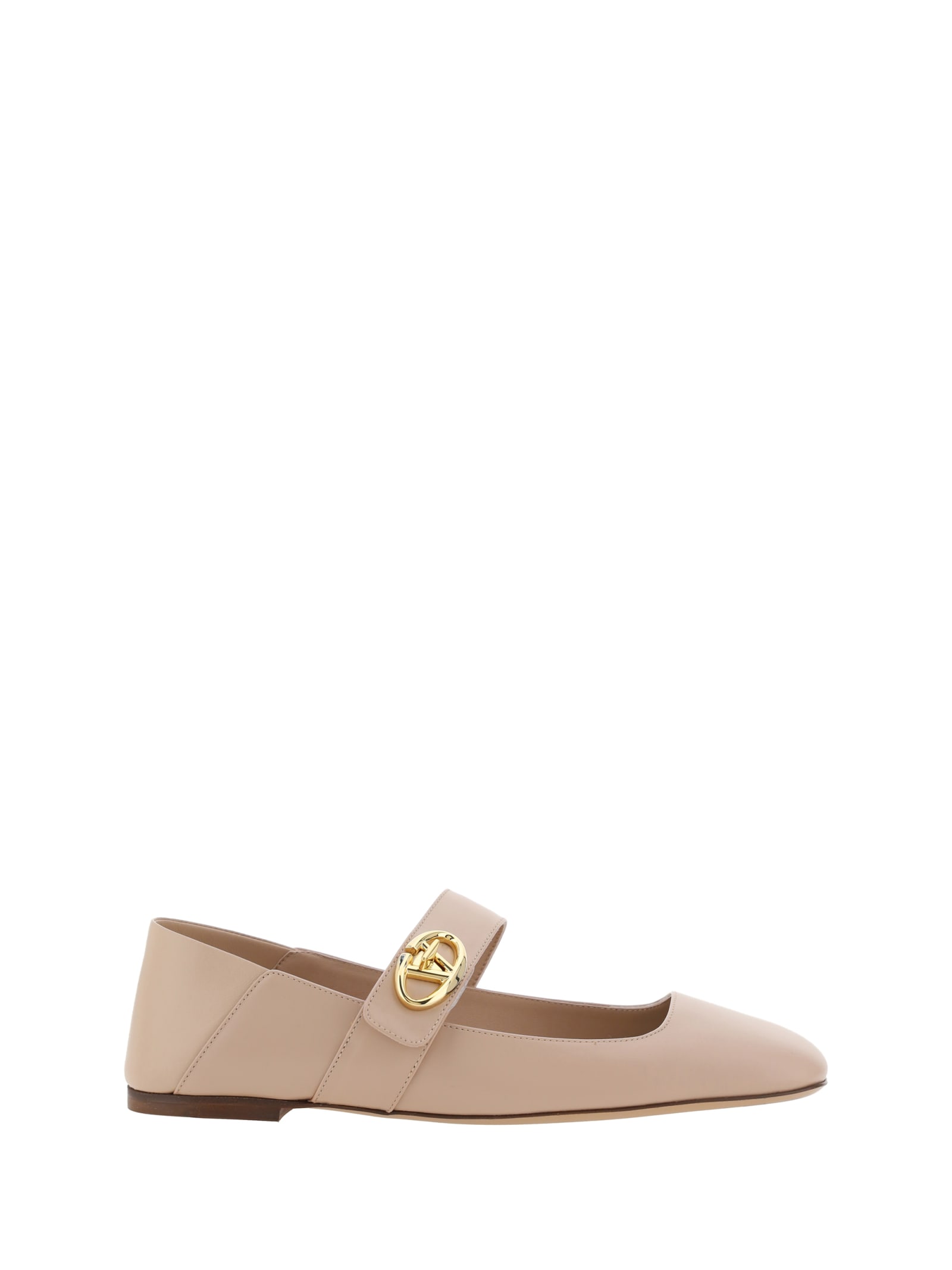 Shop Valentino Vlogo Locker Ballerinas In Beige Rose