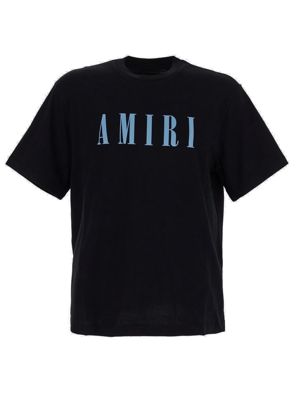 Shop Amiri Logo Printed Crewneck T-shirt In Nero