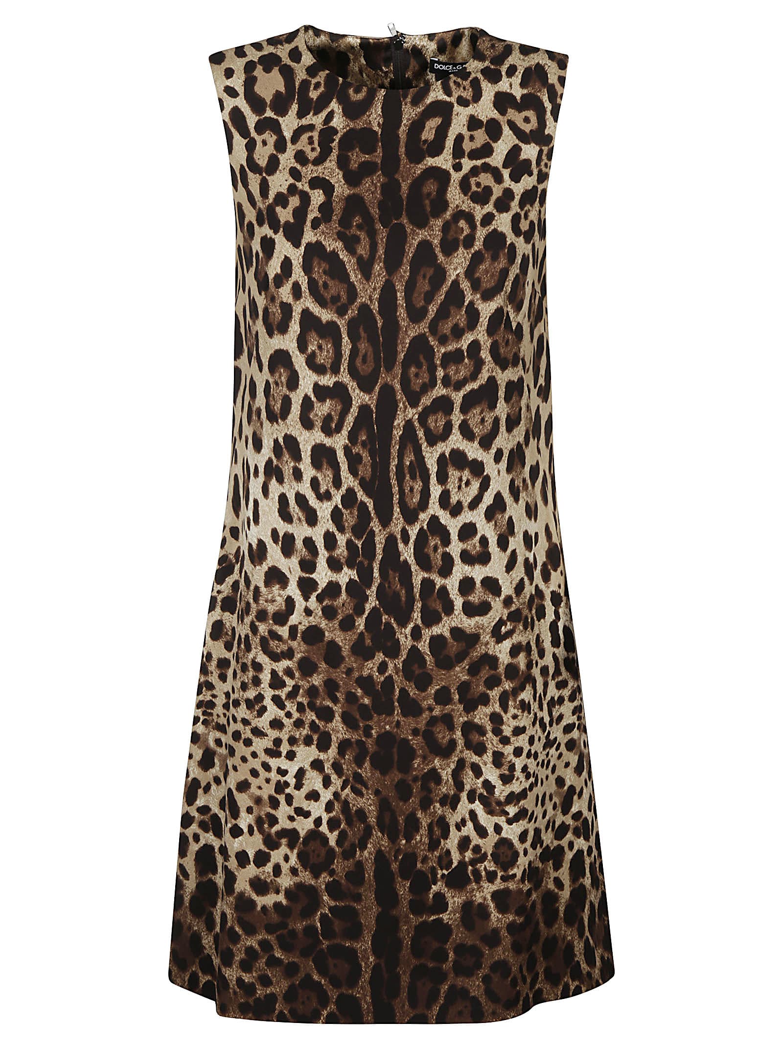 Dolce & Gabbana Rear Zip Sleeveless Animalier Dress