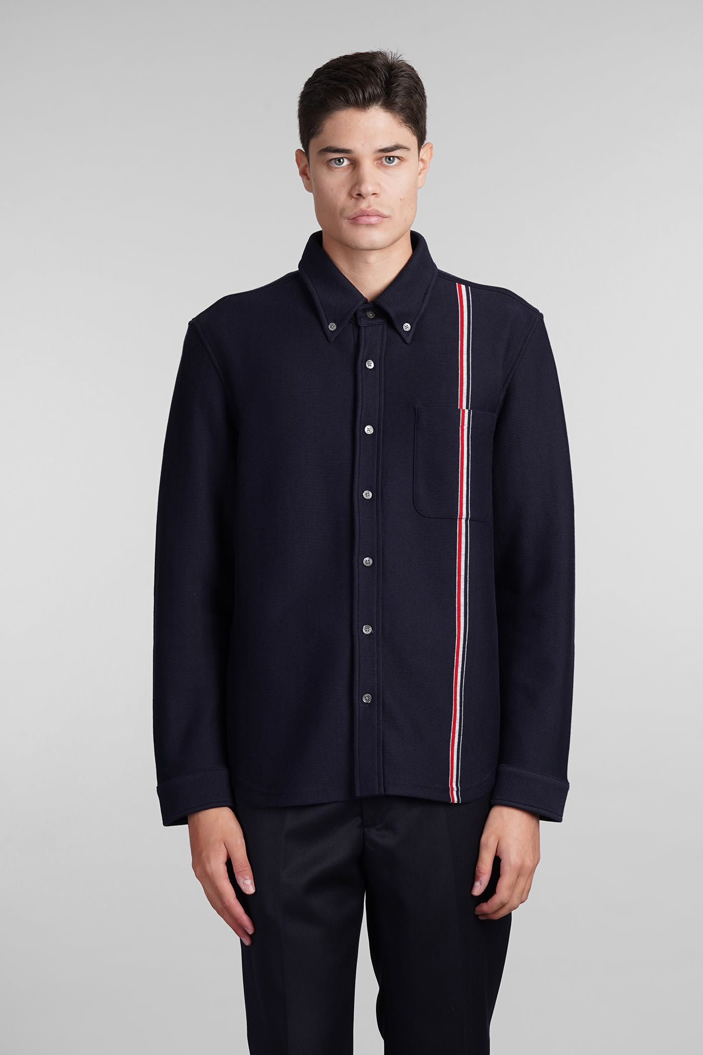 Shop Thom Browne Shirt In Blue Cotton