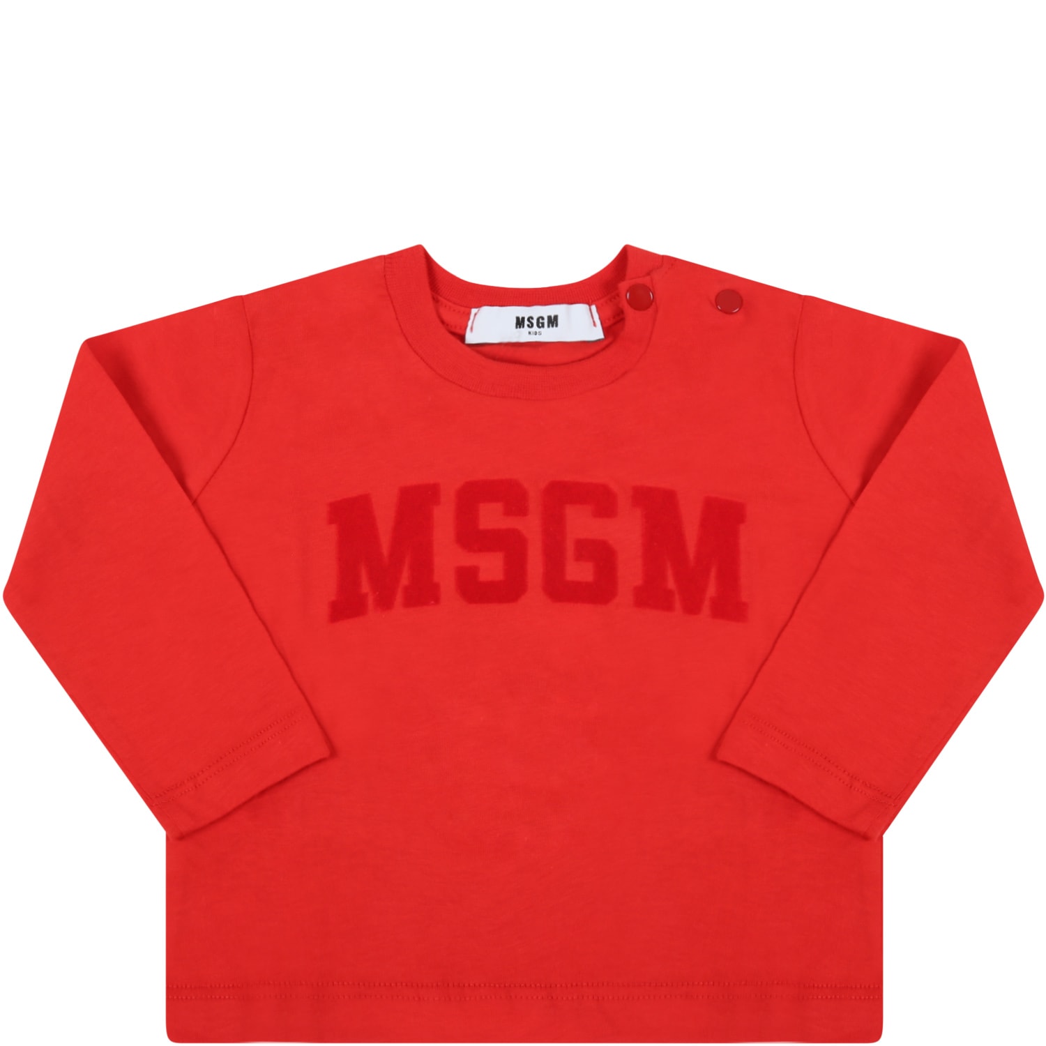 MSGM Red T-shirt For Baby Kids With Logo