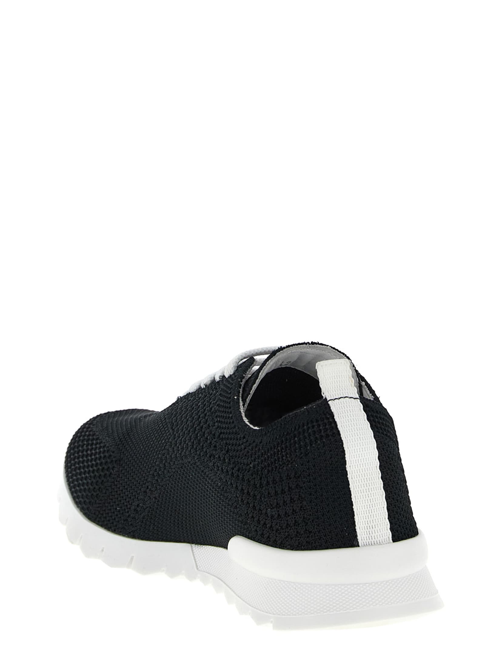 Kiton Perforated Fabric Slip-on Sneakers In Nero
