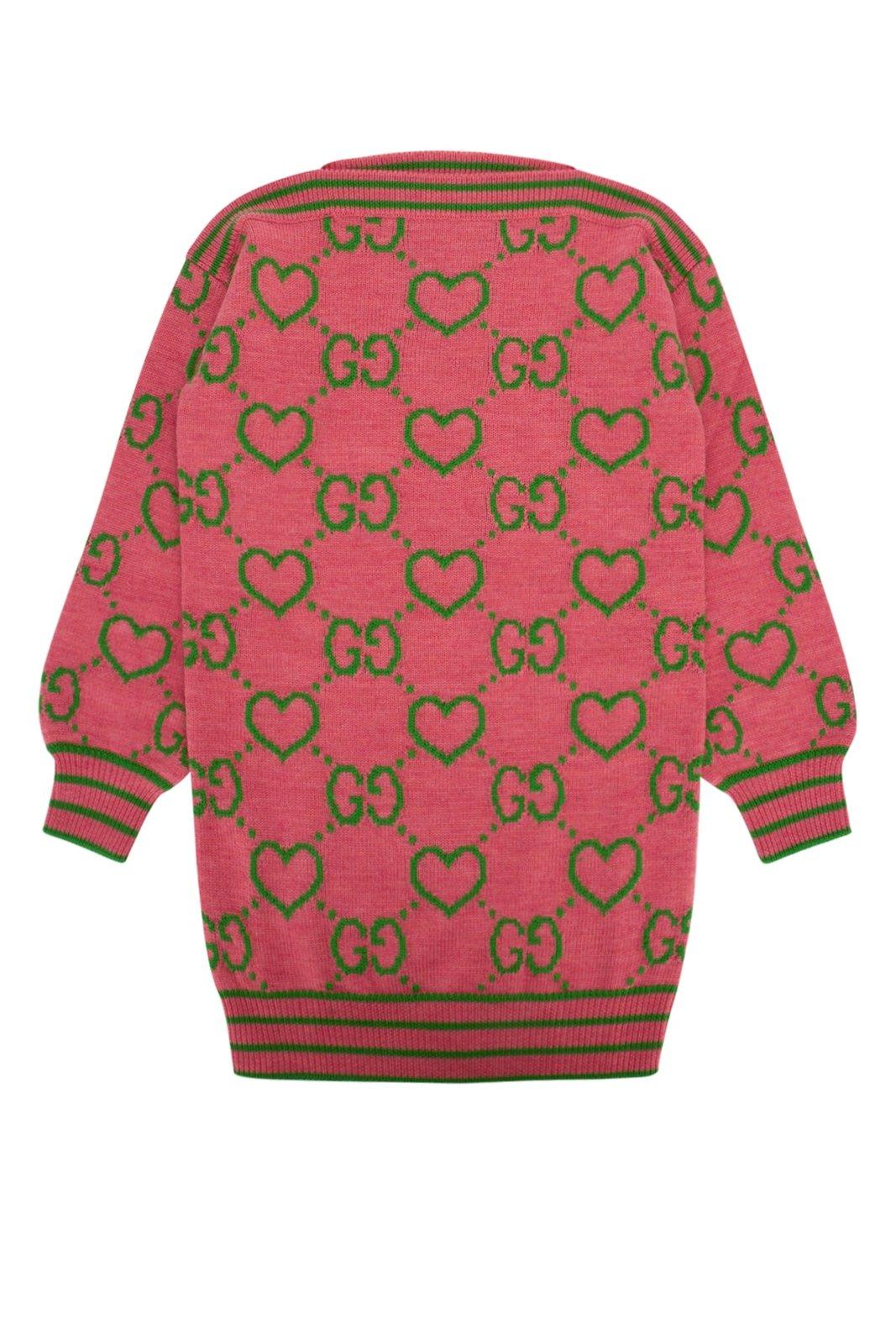 Gucci Logo Embroidered Long-sleeved Dress