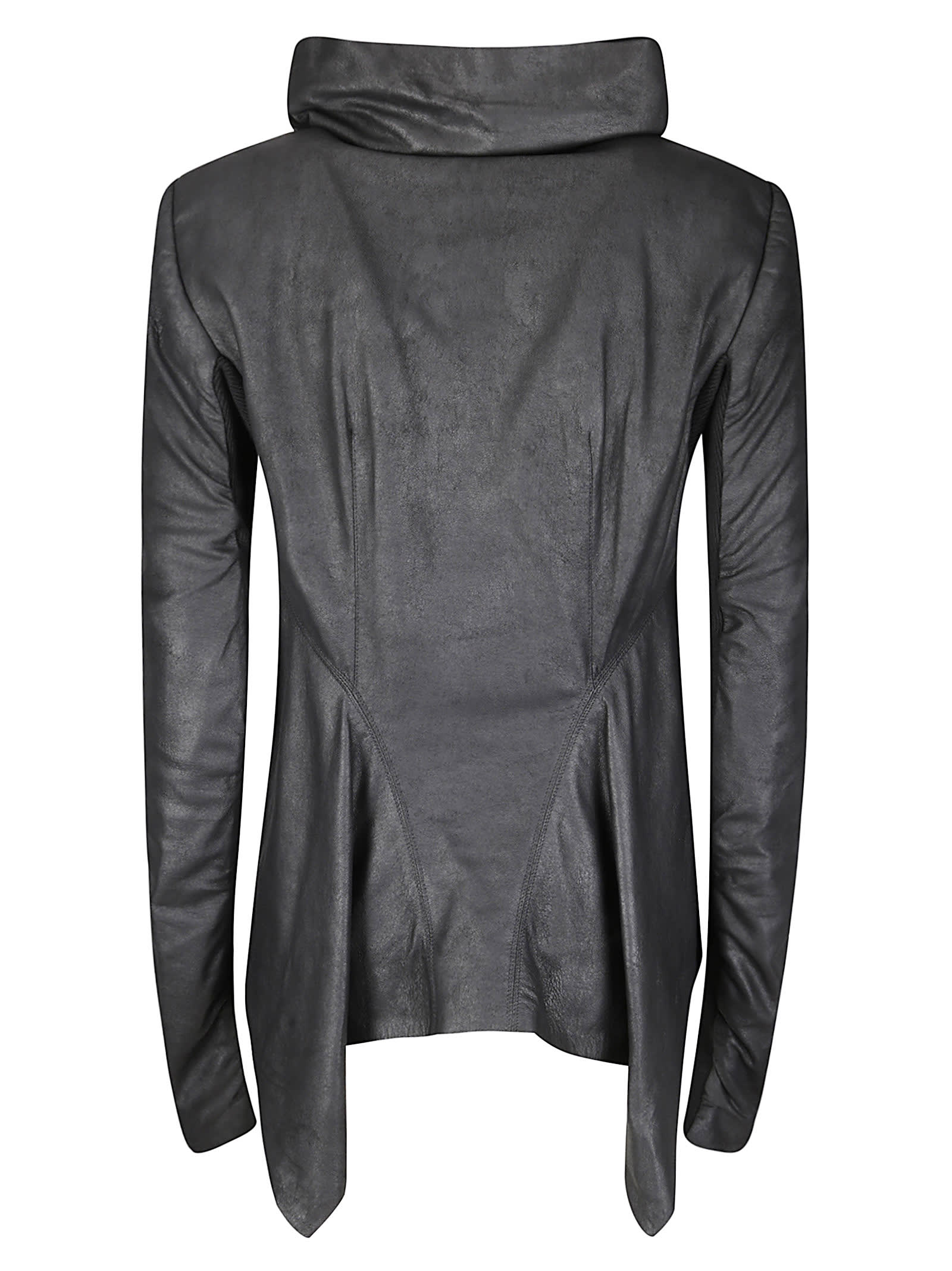 Rick Owens Tailored Black Lamb Leather Jacket With Padded Shoulders In Black