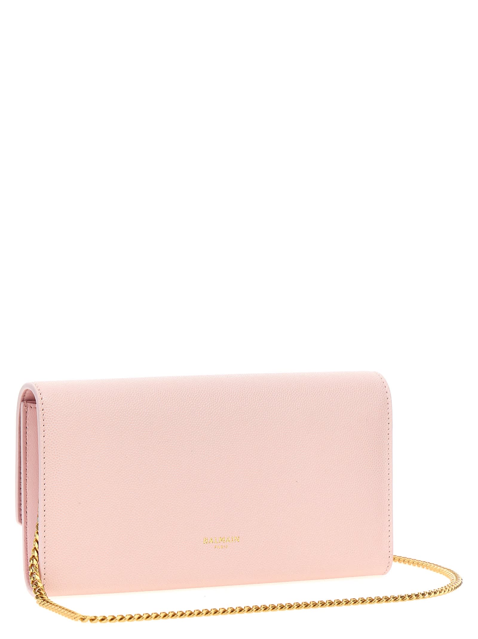 Shop Balmain Emblem Clutch In Pink