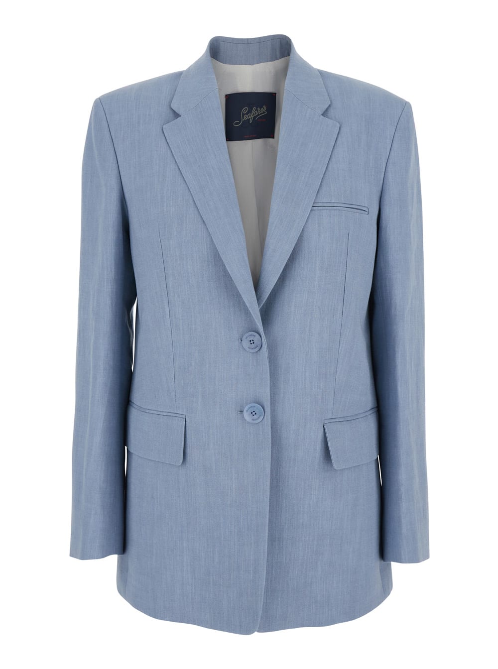 Light Blue Jacket With Classic Lapels And Chest Pocket In Fabric Woman