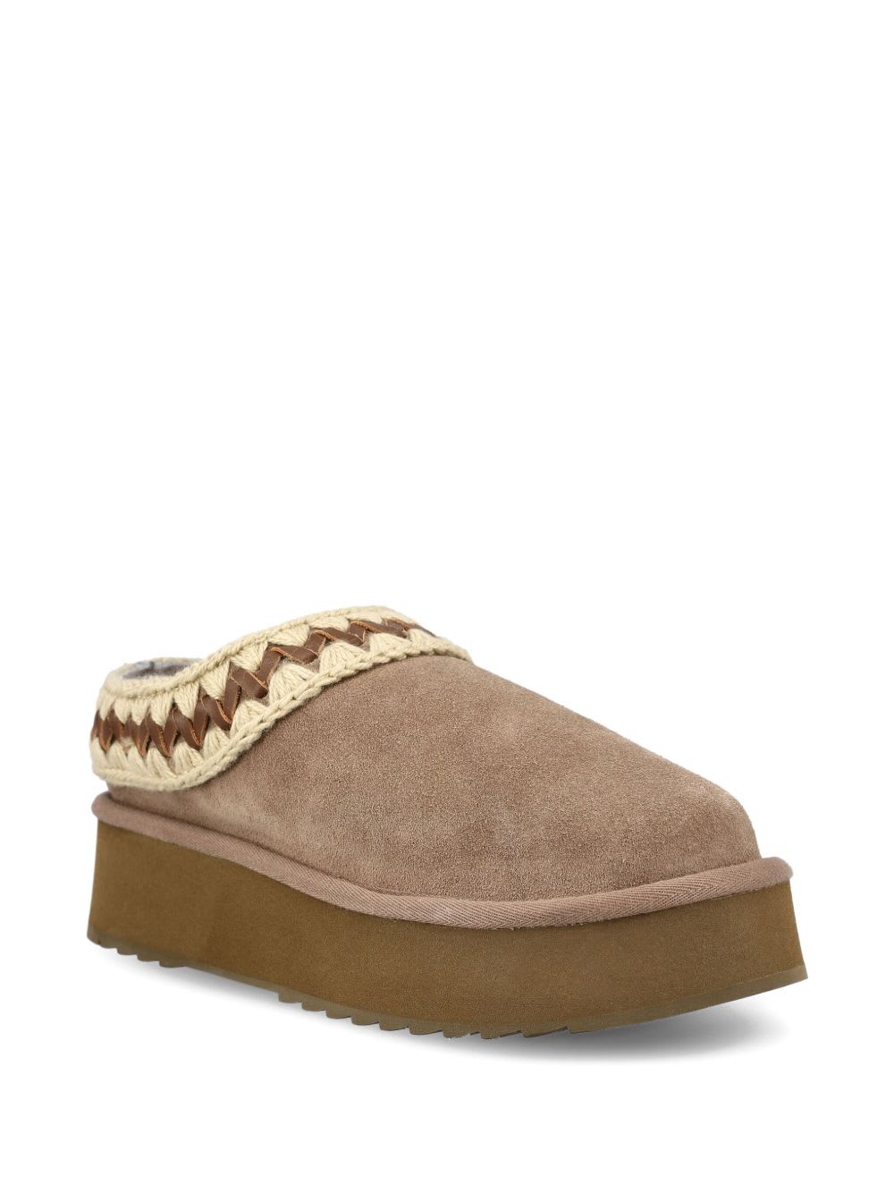 Mou Platform Clog Suede Slippers In Brown