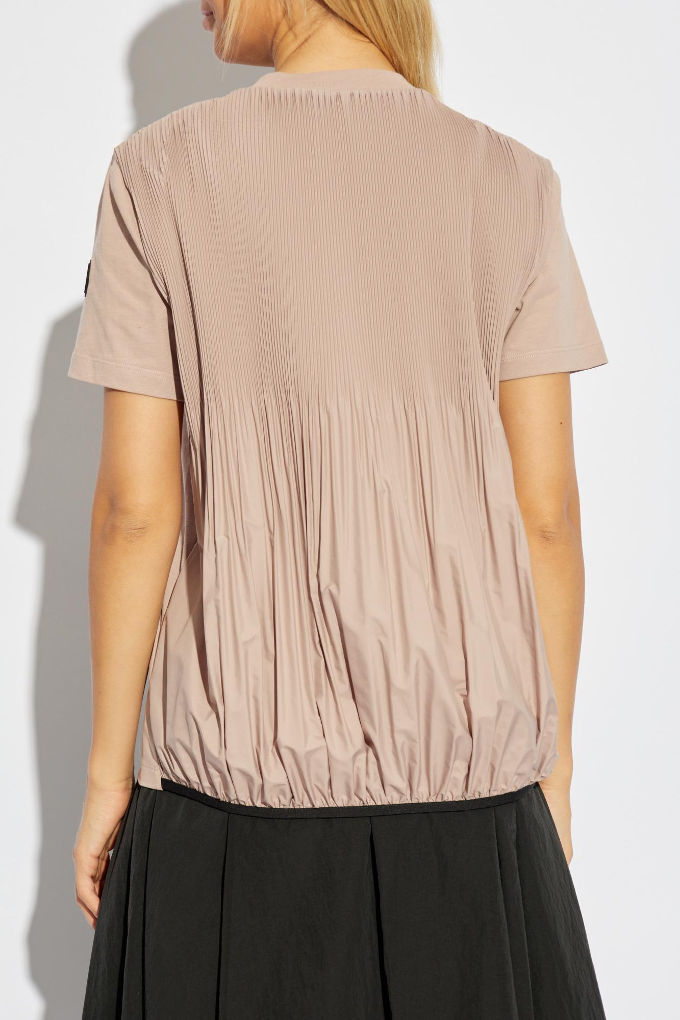 Shop Moncler T-shirt With Pleated Back In Pink