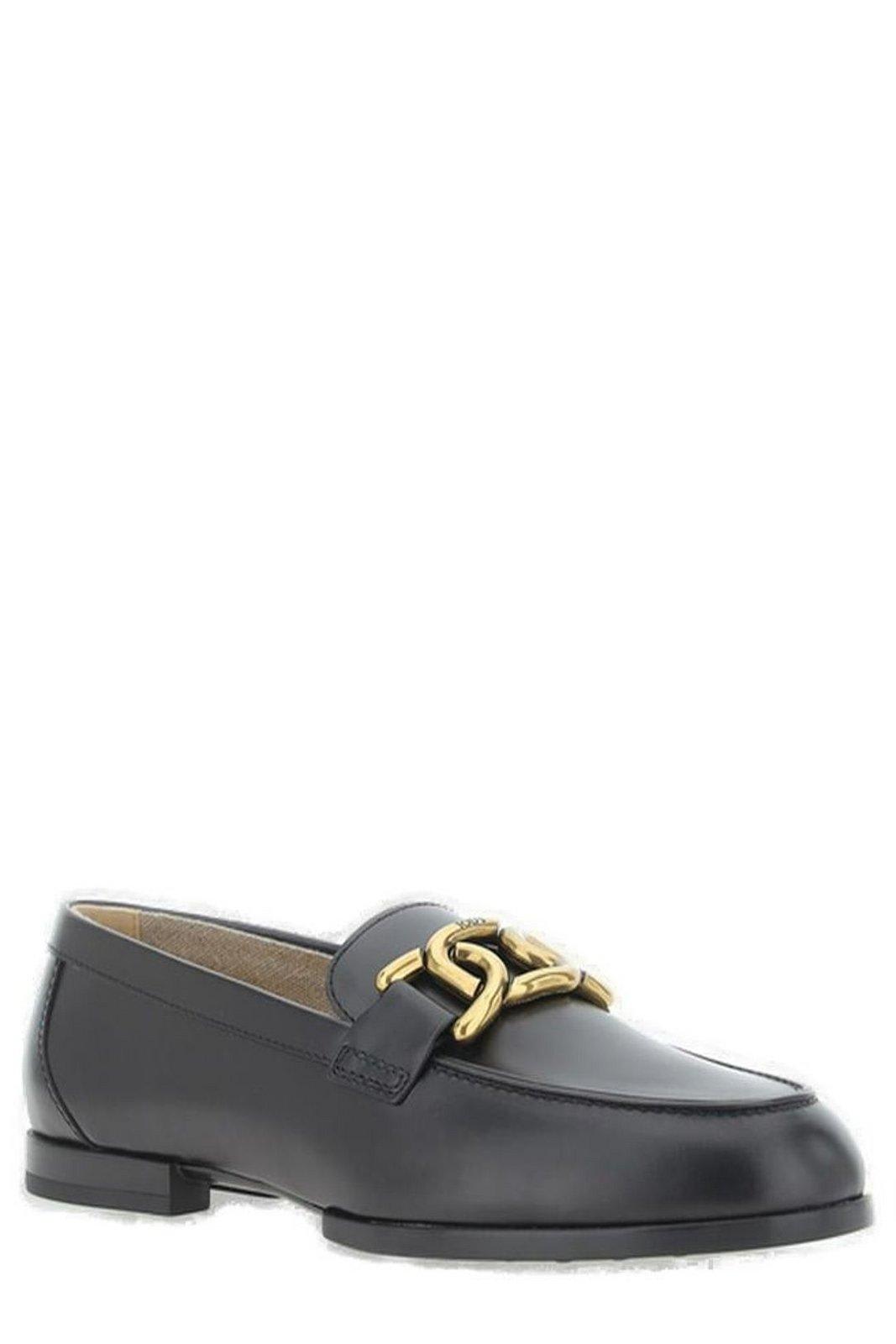 Shop Tod's Logo Plaque Slip-on Loafers In Black