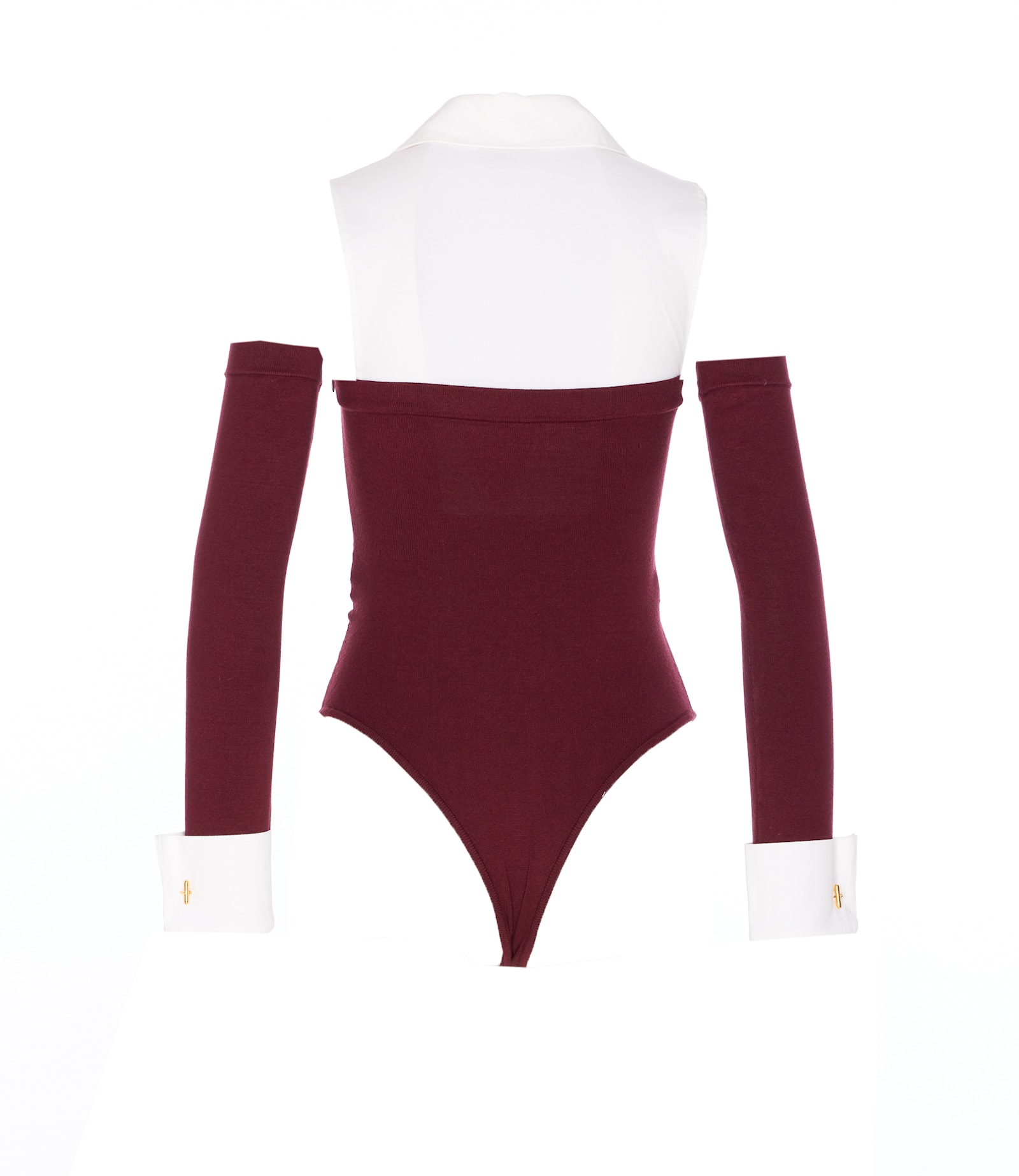 Elisabetta Franchi Collared Neck Long Sleeve Off-the-shoulder Top In Red