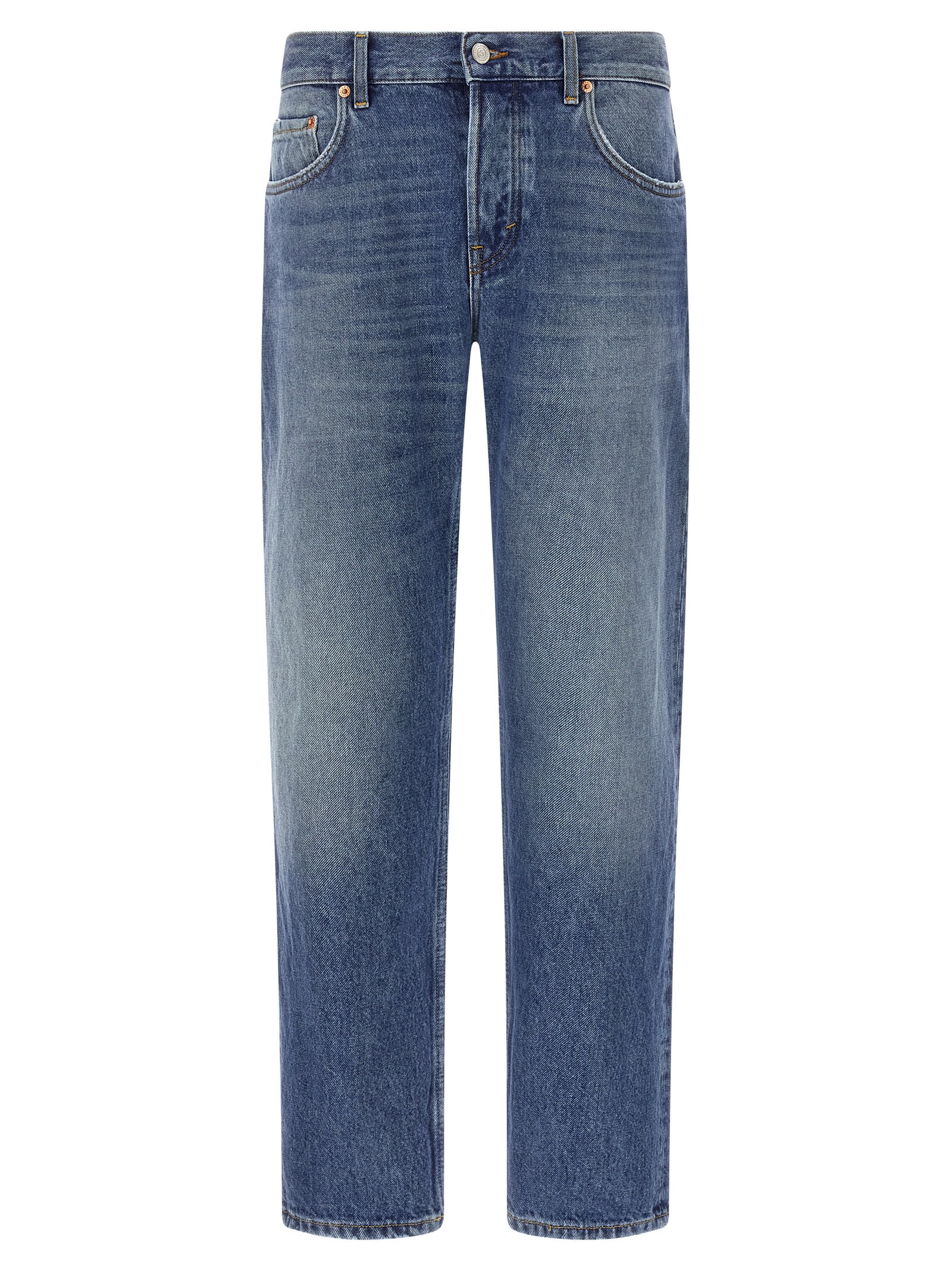 Department Five Straight Leg Stonewashed Denim Jeans With Classic Fit In Blue