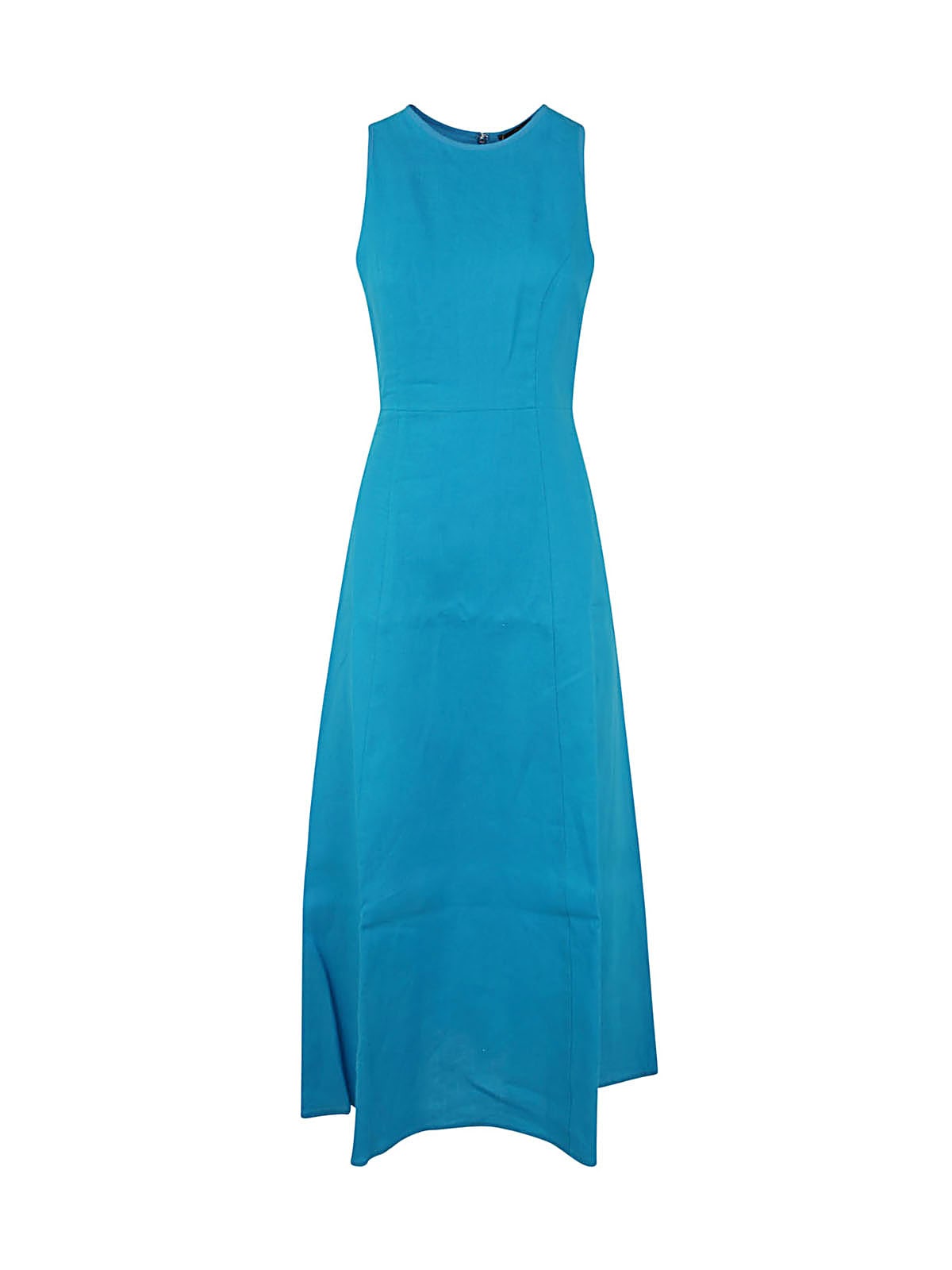 Seventy Long , Crewneck And Sleeveless Dress With Zip In The Back In Light Blue