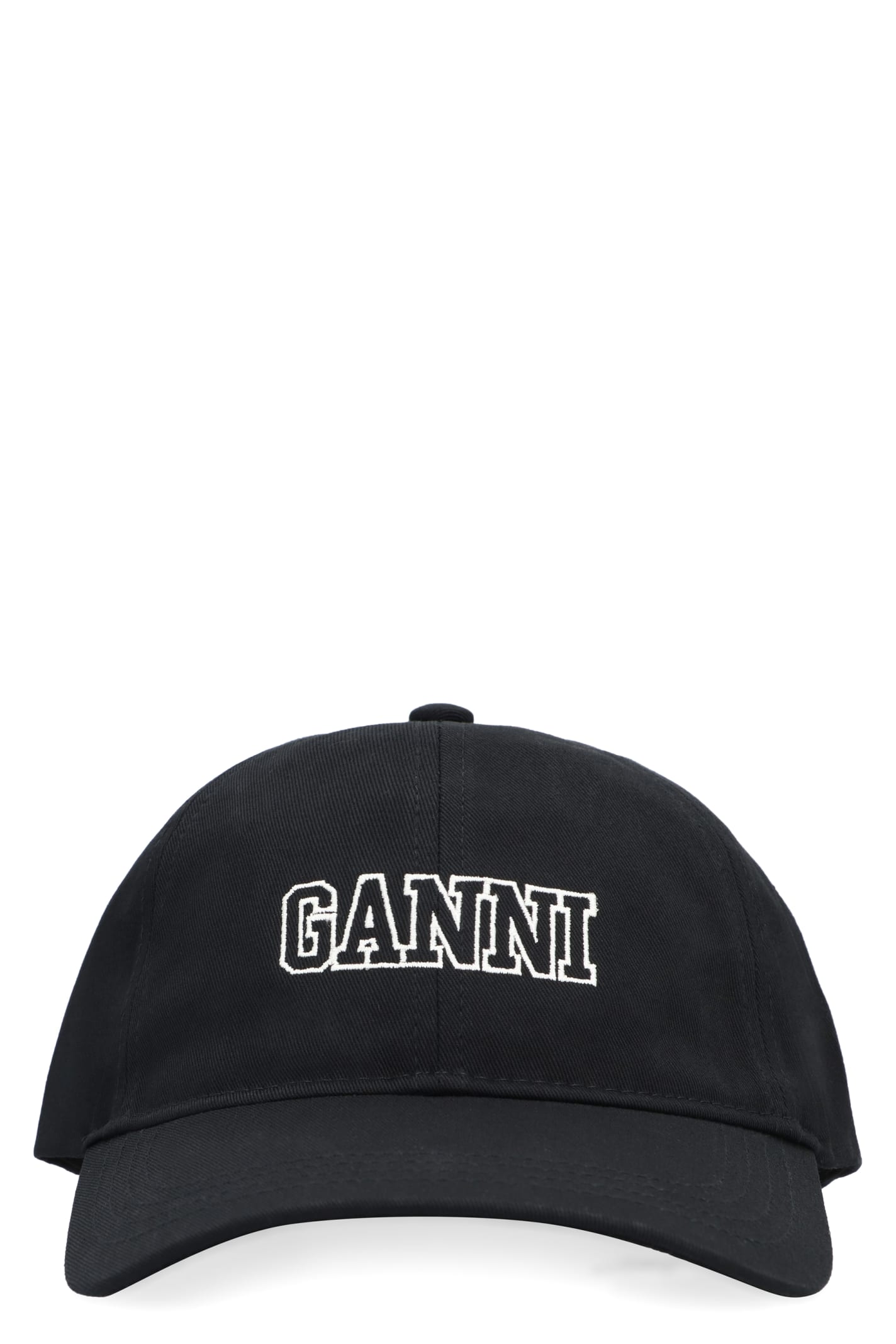 Shop Ganni Logo Baseball Cap In Black