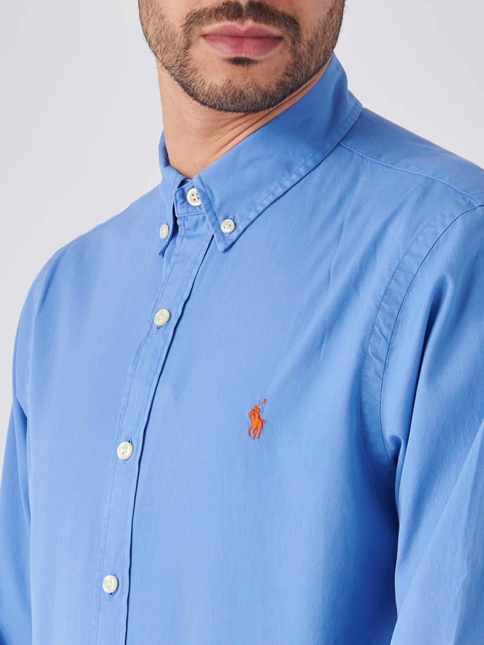 Shop Polo Ralph Lauren Long Sleeve Sport Shirt Shirt In Azzurro